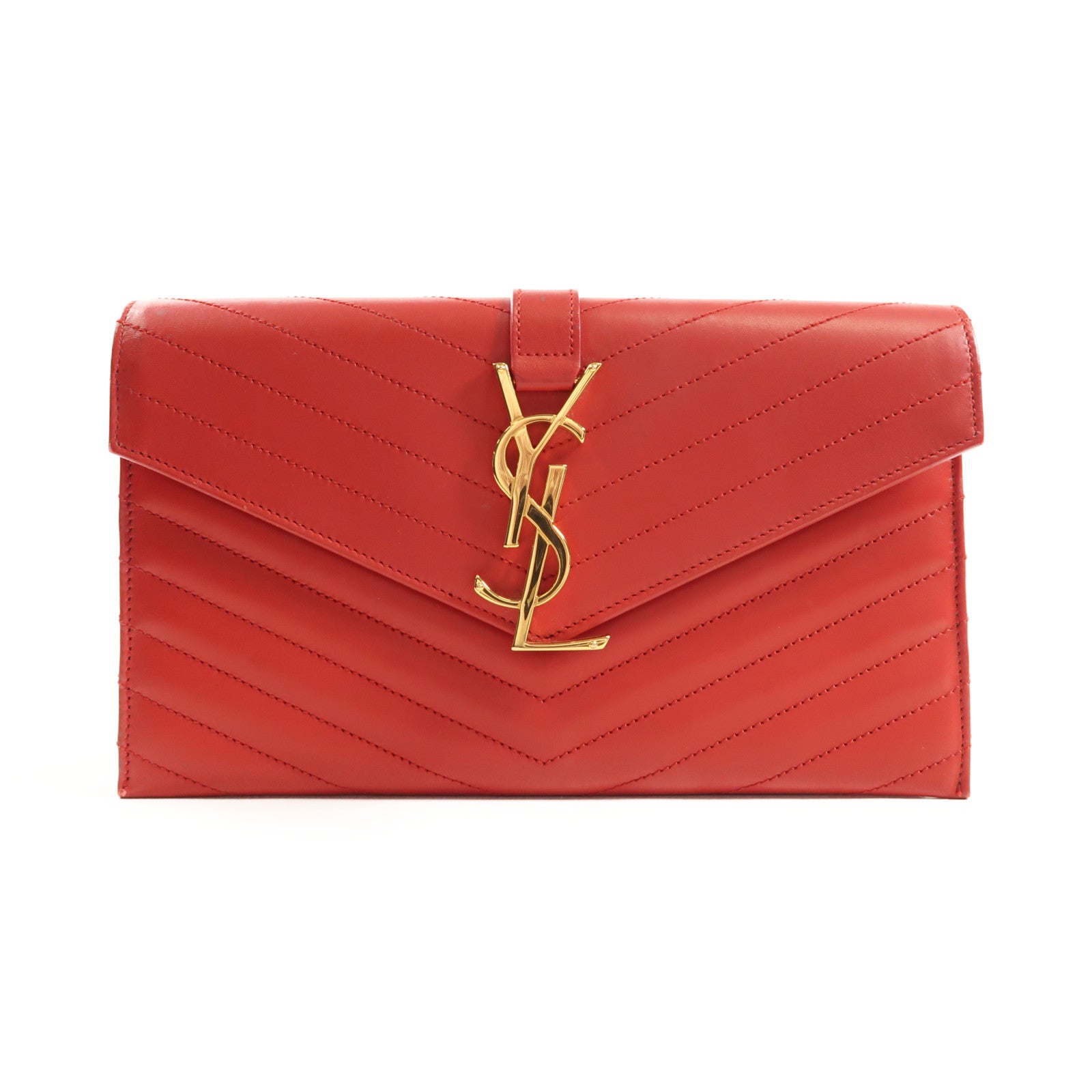 SAINT LAURENT 牛皮皮革Clutch Bag金扣手拿包