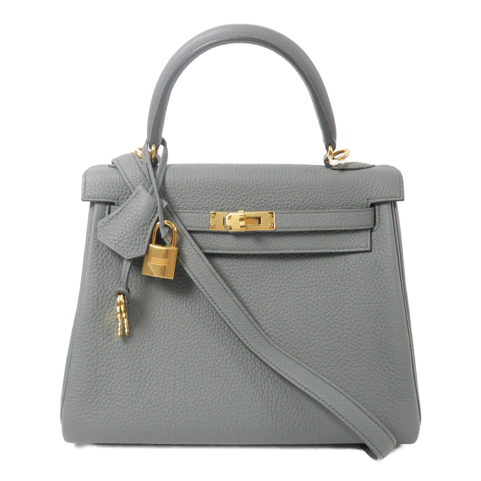 HERMES Togo皮革Kelly 25手挽肩背兩用袋Vert Amande