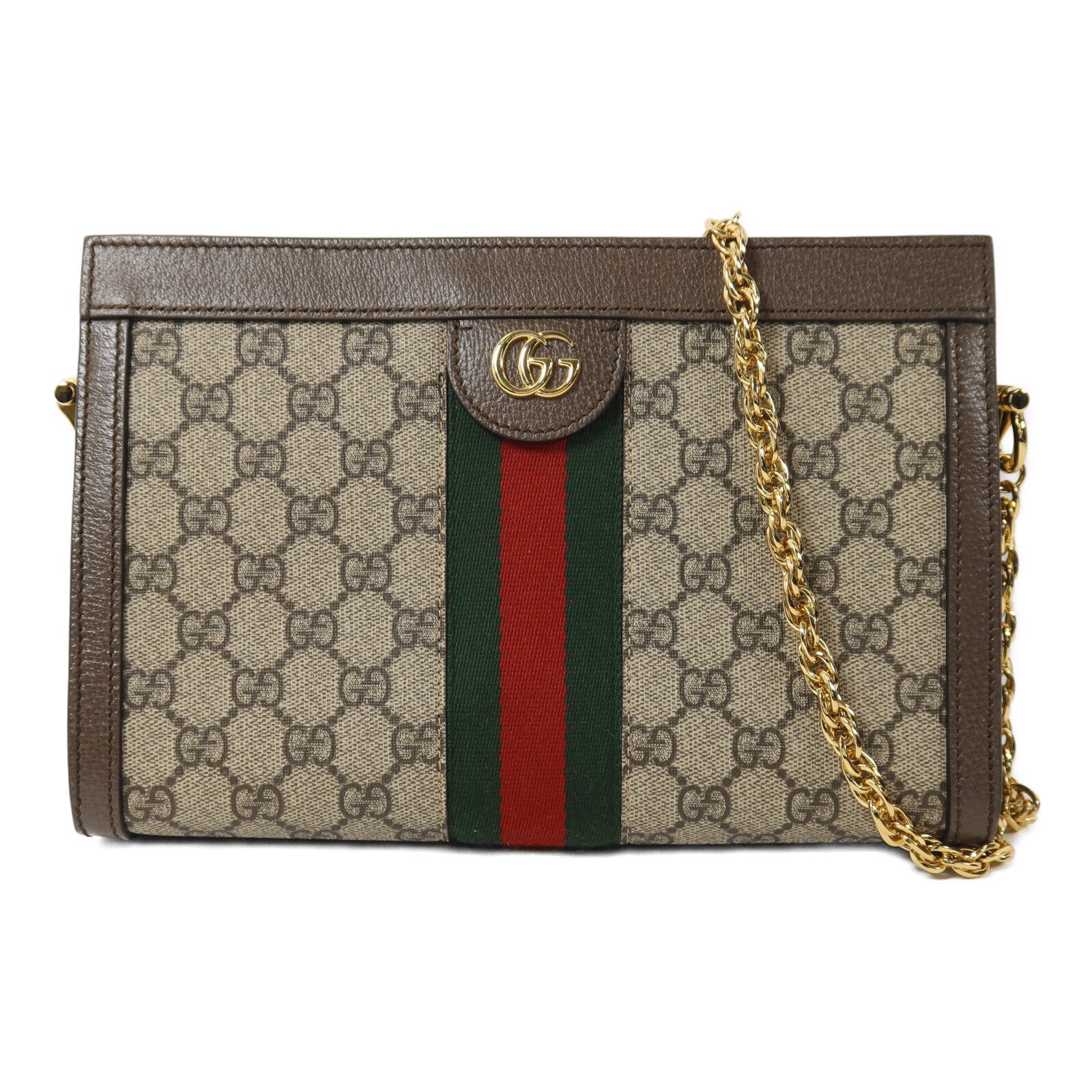 GUCCI 塗層帆布Ophidia GG鏈帶肩背袋