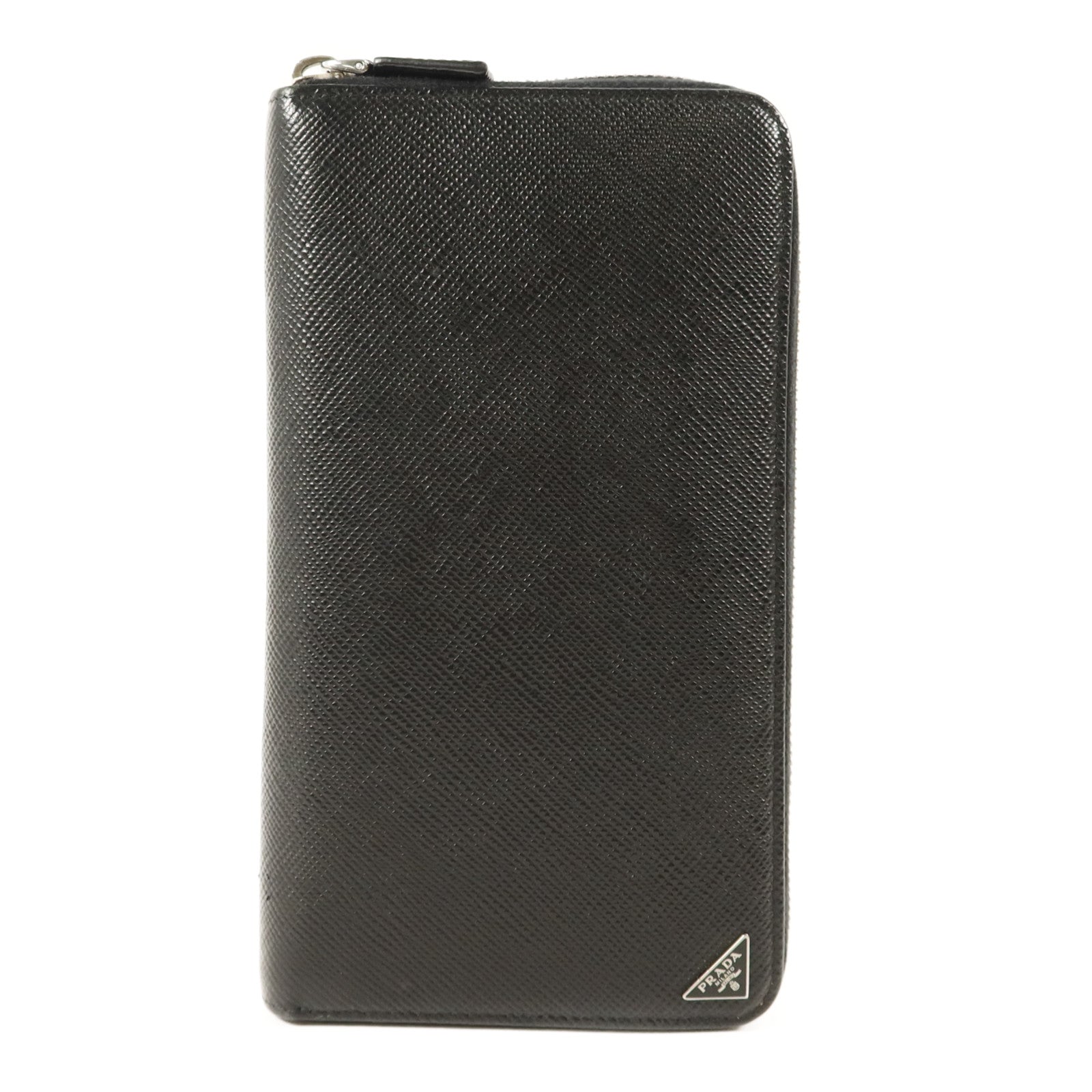 PRADA Saffiano皮革Long Round Wallet銀扣長錢包