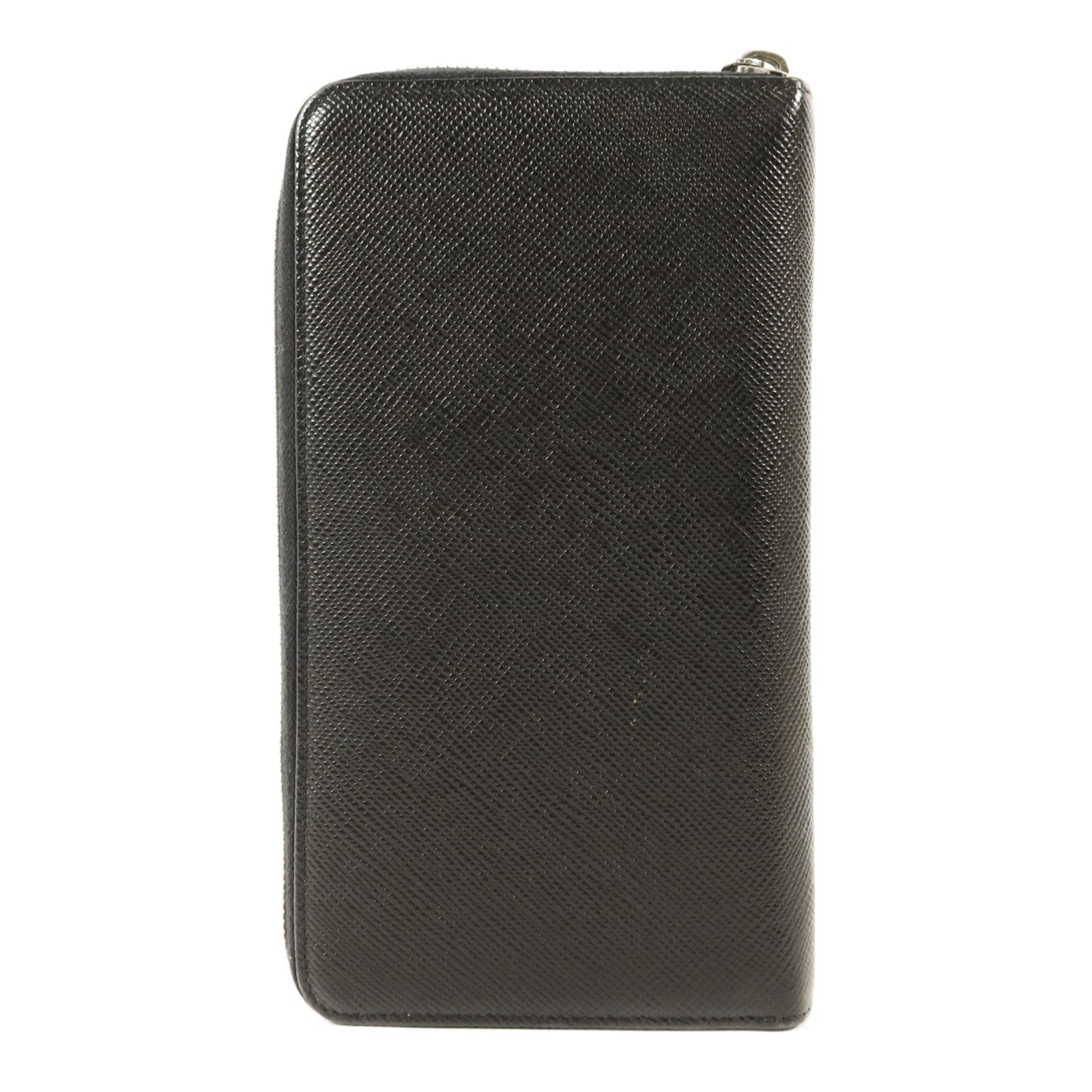 PRADA Saffiano皮革Long Round Wallet銀扣長錢包