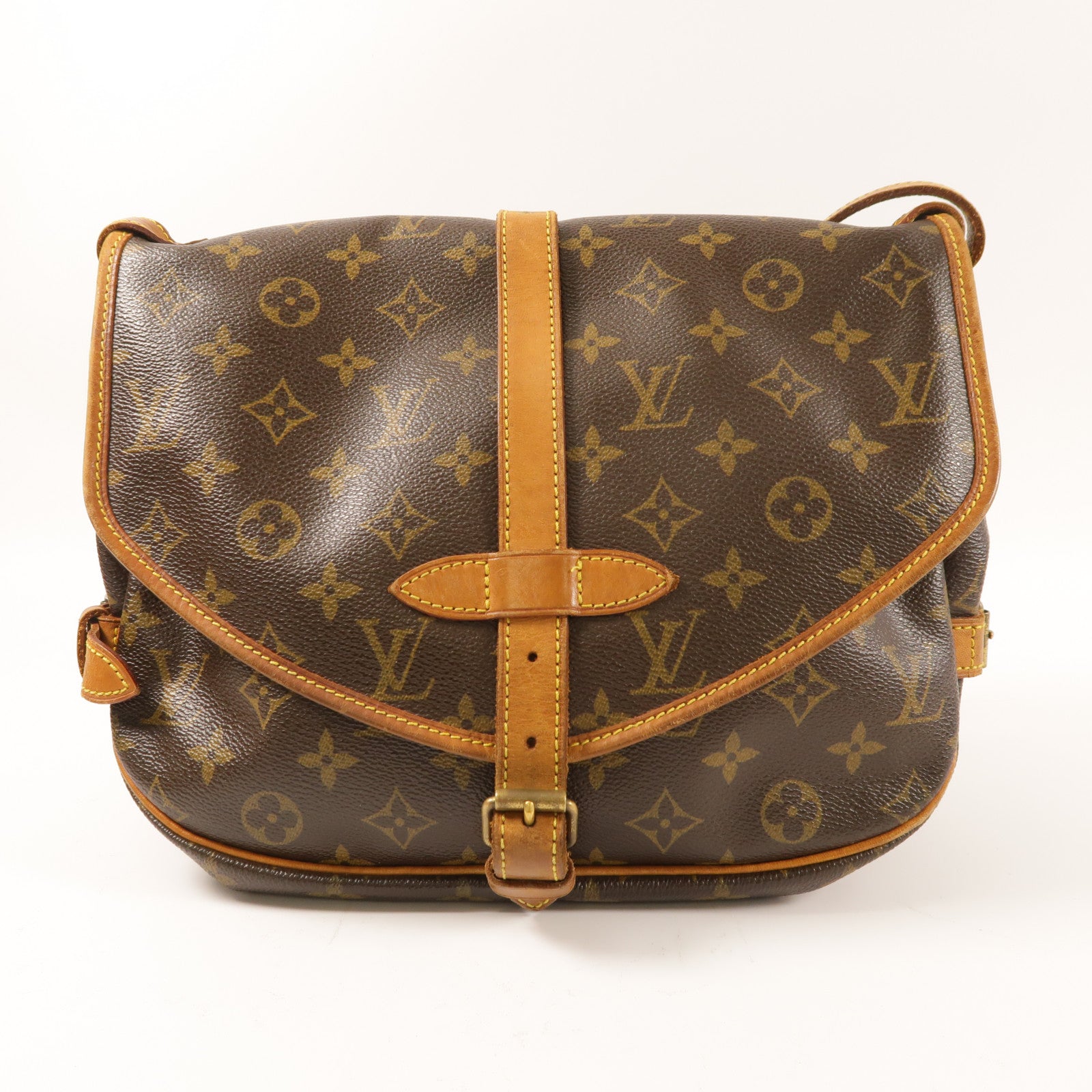 LOUIS VUITTON Monogram Saumur 30金扣肩背袋棕色