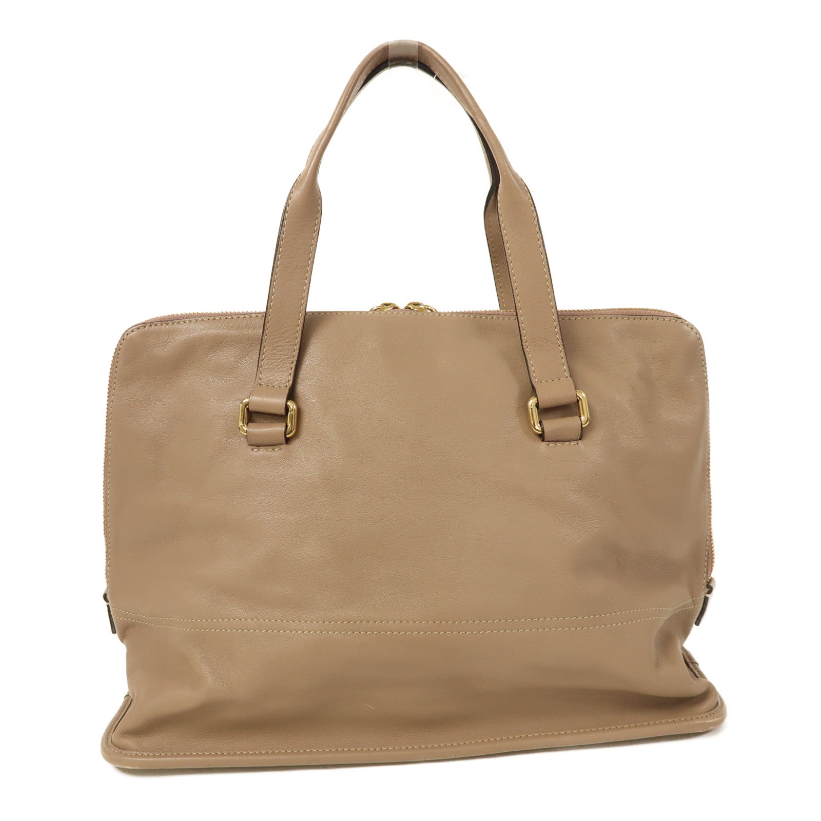 LOEWE 【激減優惠】牛皮皮革Shoulder Tote金扣手挽袋啡色