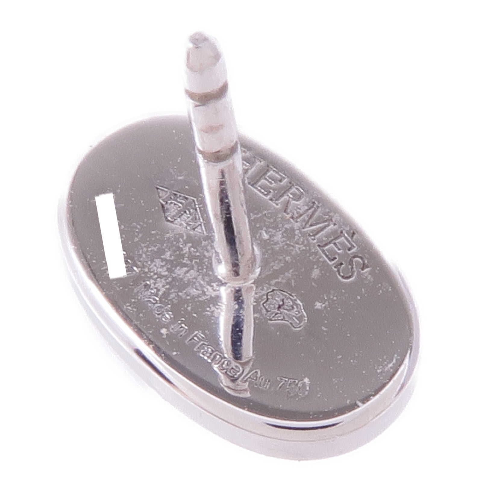 HERMES 18K白金Chaine d'ancre Contour Stud Earrings鑽石耳環