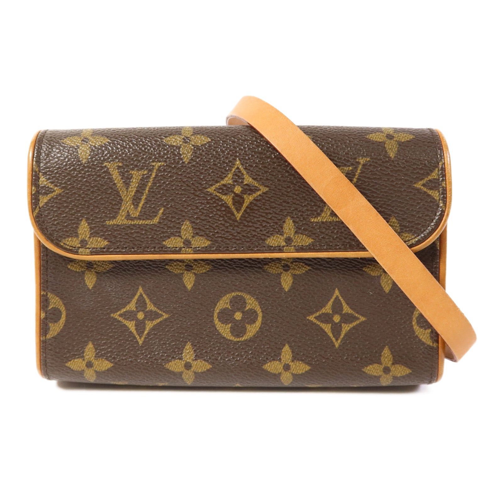 LOUIS VUITTON Monogram Pochette Florentine金扣腰包棕色