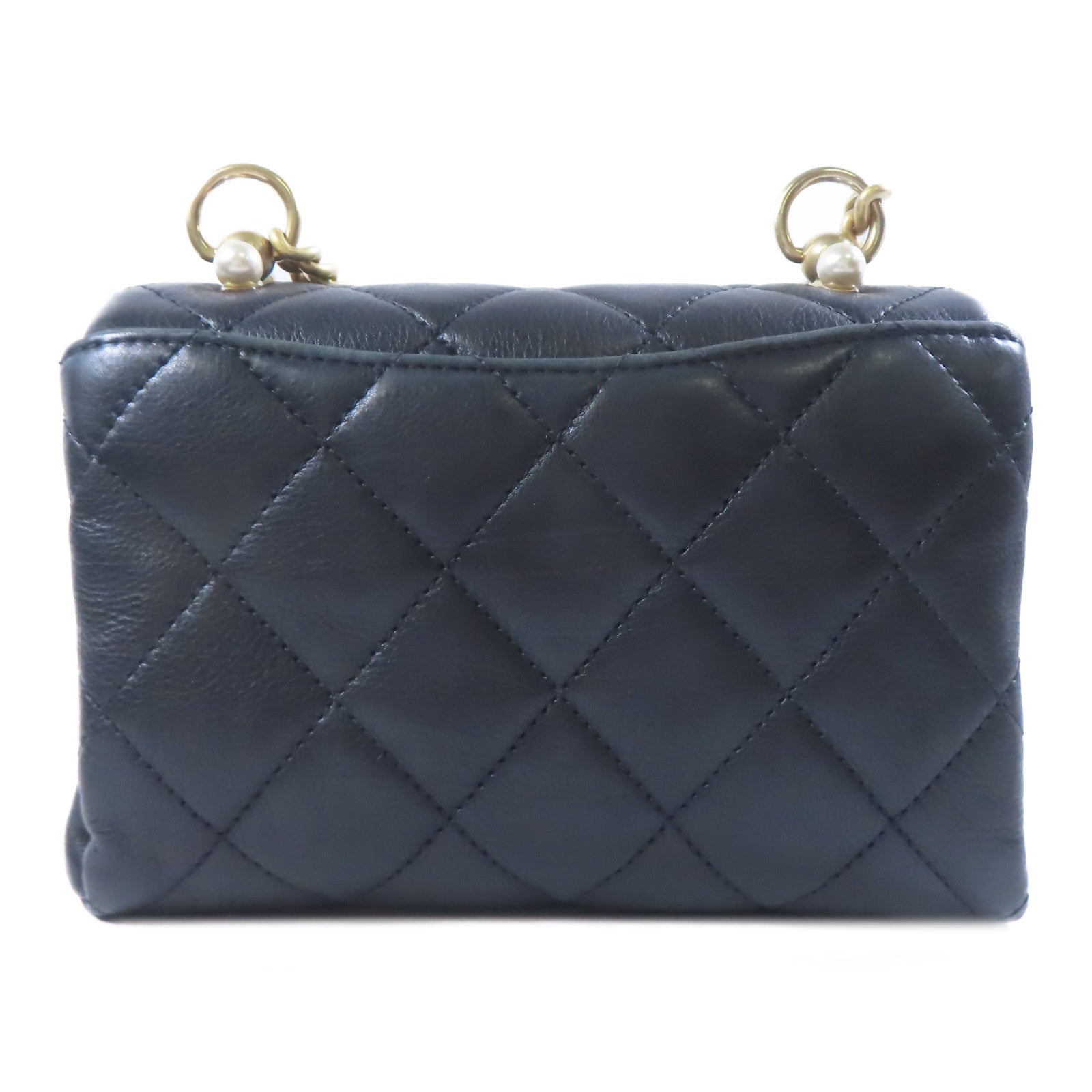 CHANEL 【激減優惠】羊皮皮革Chain Shoulder金扣肩背袋黑色