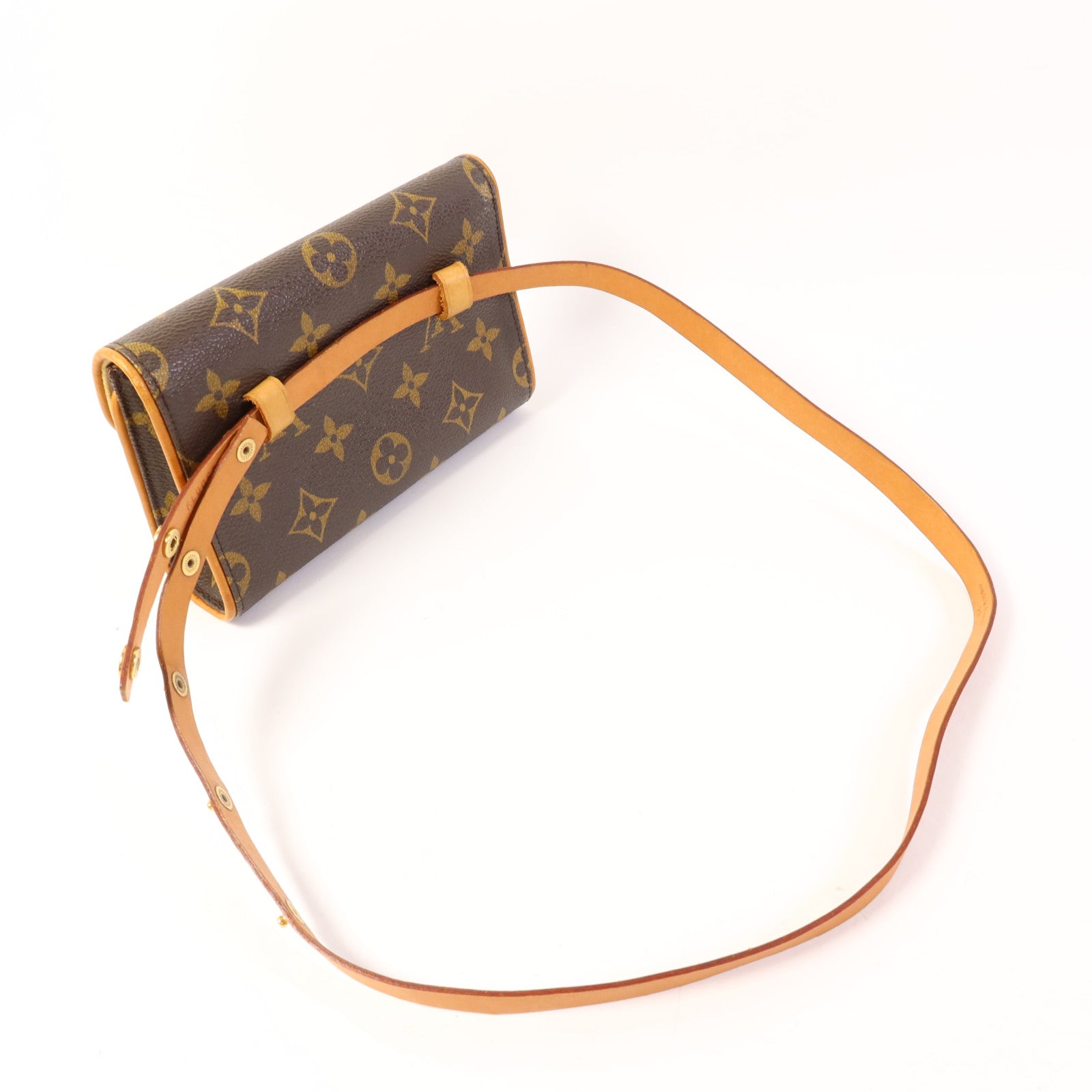 LOUIS VUITTON Monogram Pochette Florentine金扣腰包棕色