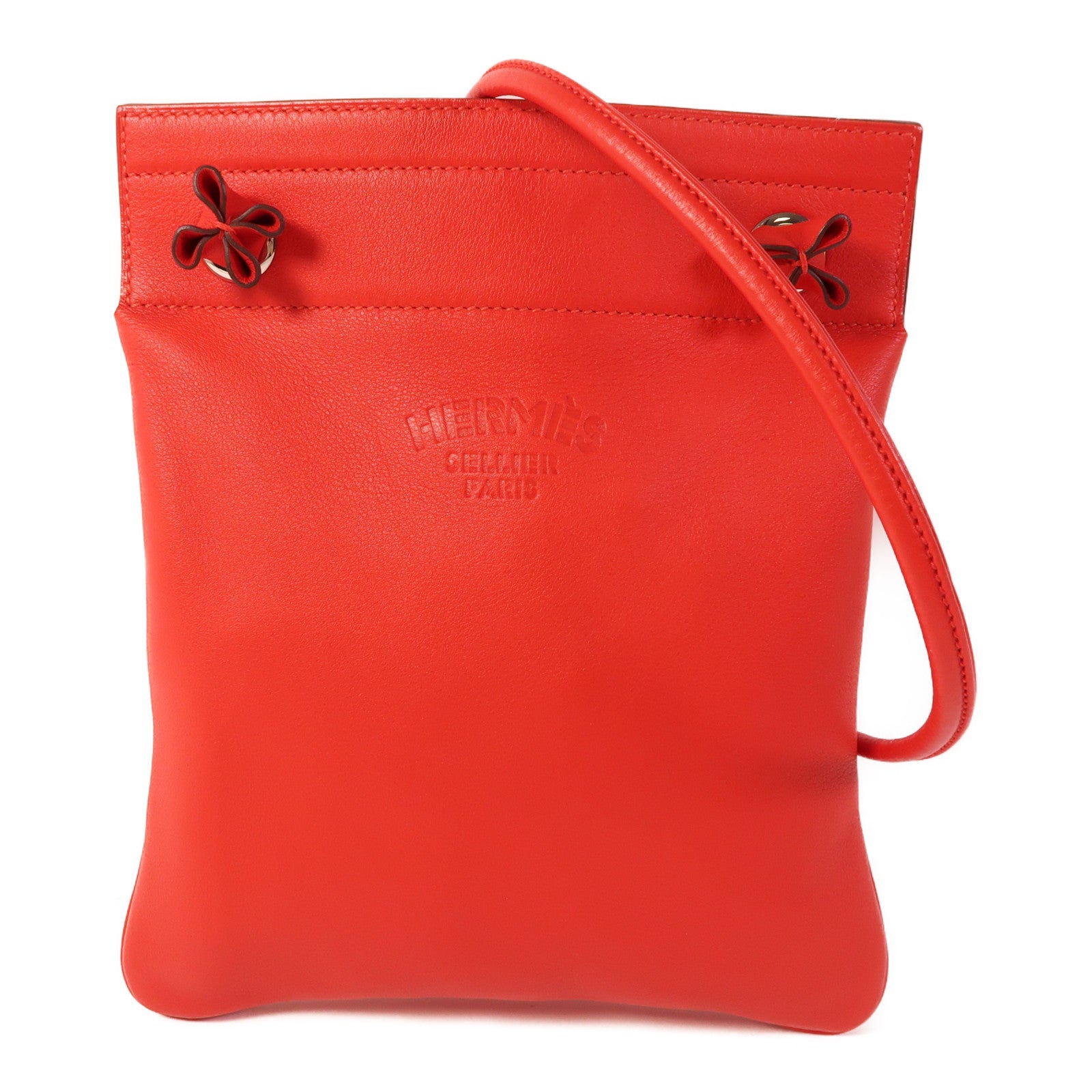 HERMES 【激減優惠】Swift皮革Aline Mini銀扣肩背袋Rouge Indien