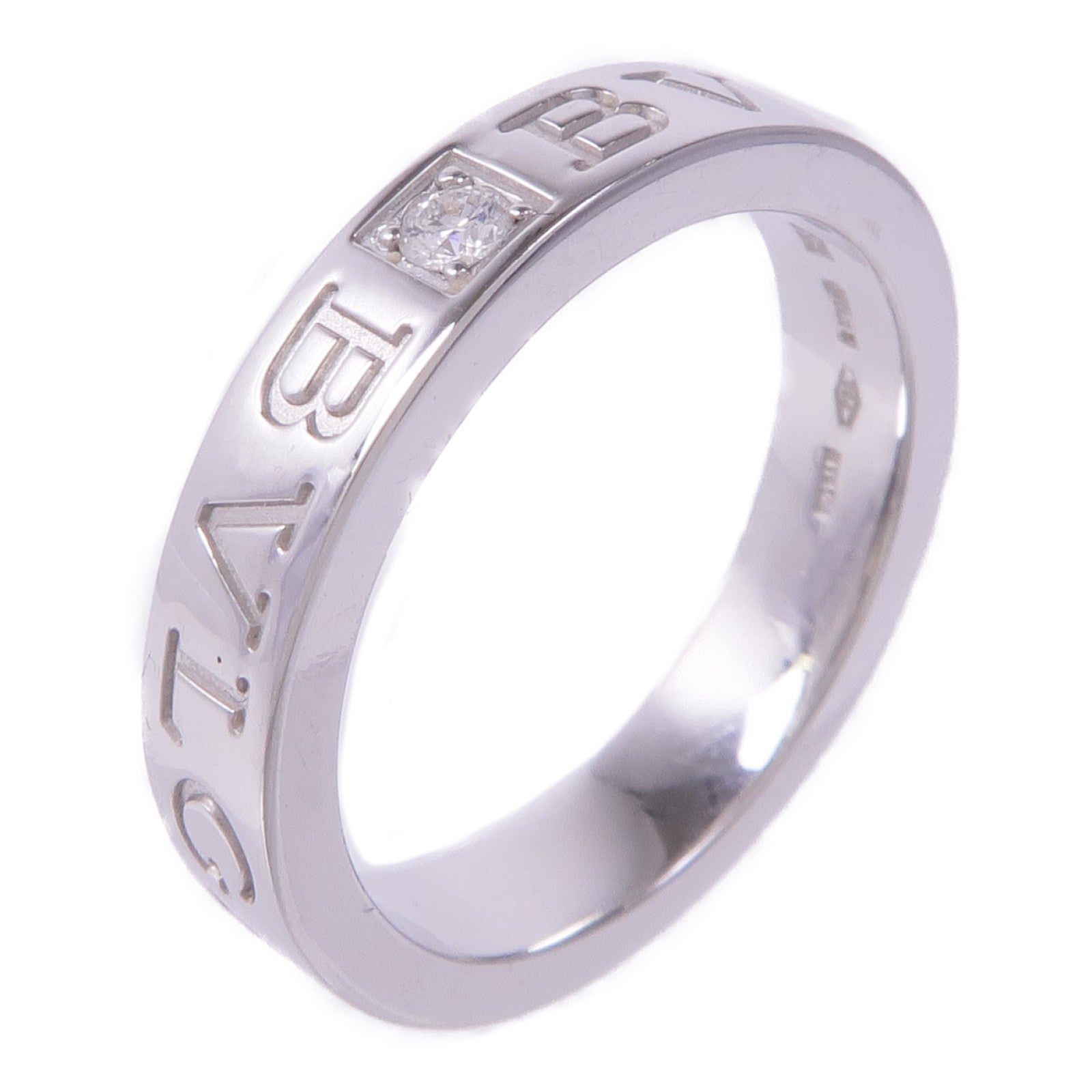 BVLGARI 18K白金Double Logo 1 Diamond Ring鑽石戒指US#6