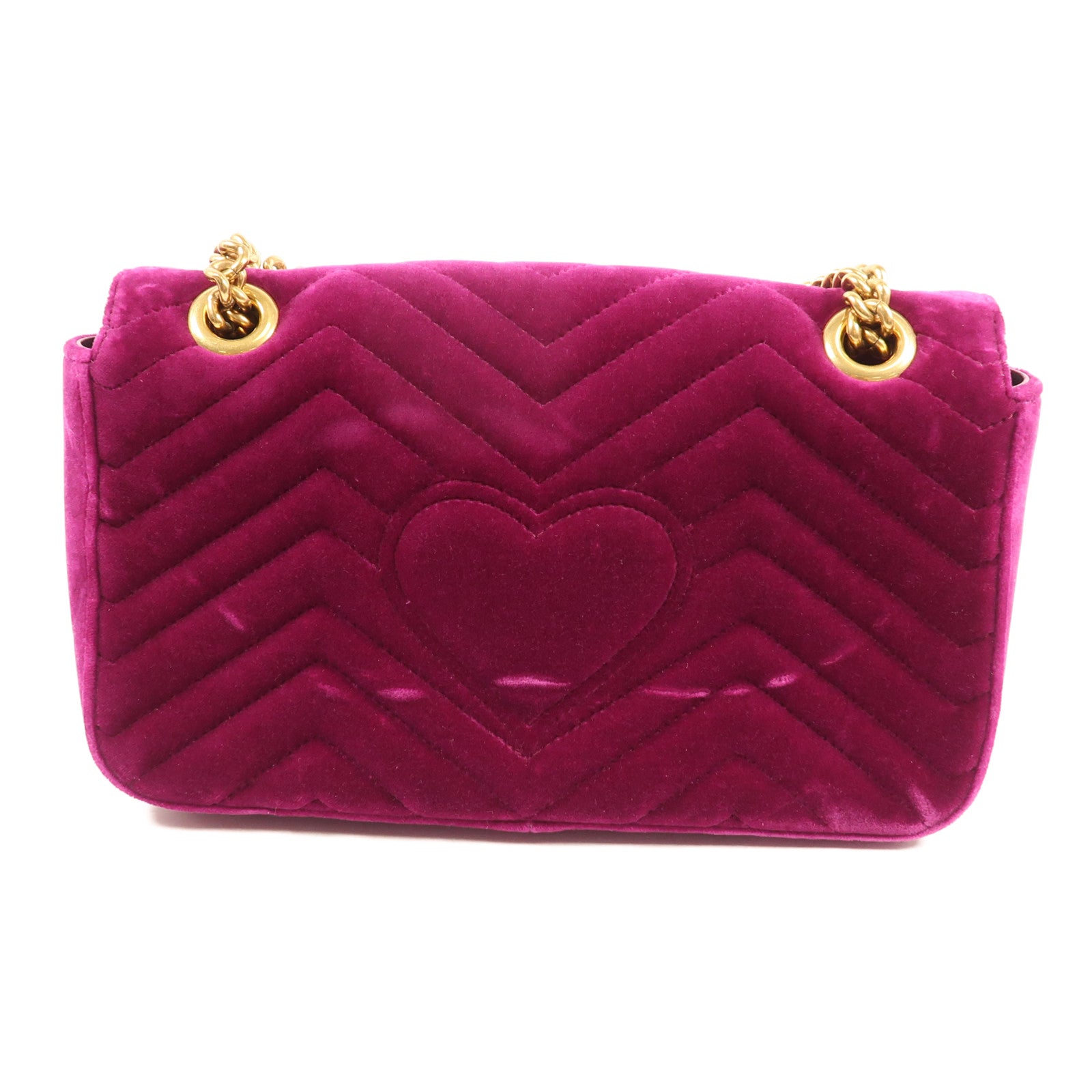 GUCCI GG GHW Marmont Chain Shoulder Bag Velvet 443497 Purple