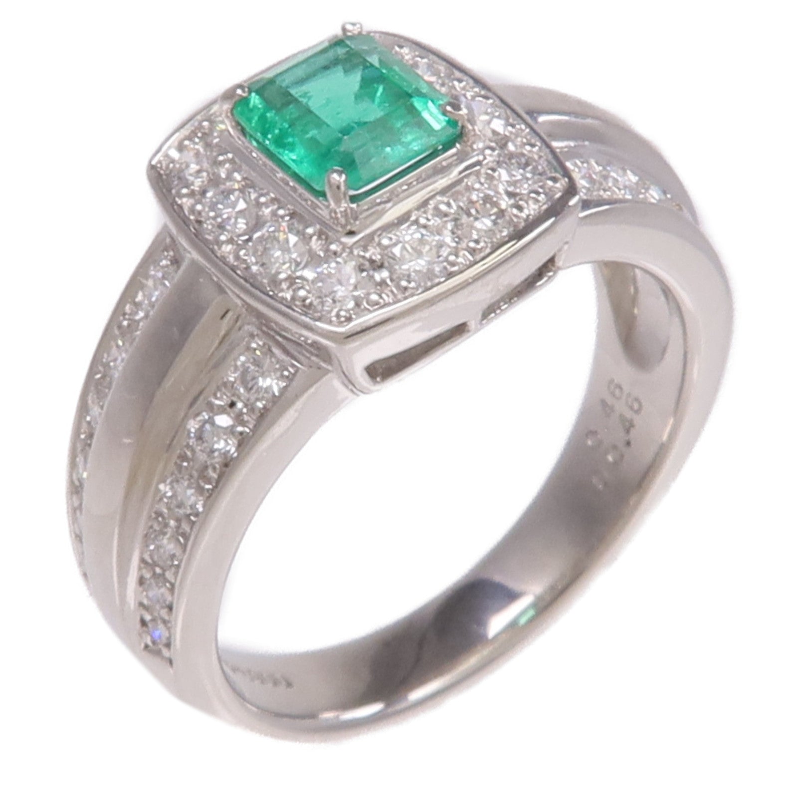 JEWELRY PT900鉑金Ring綠寶石/鑽石戒指