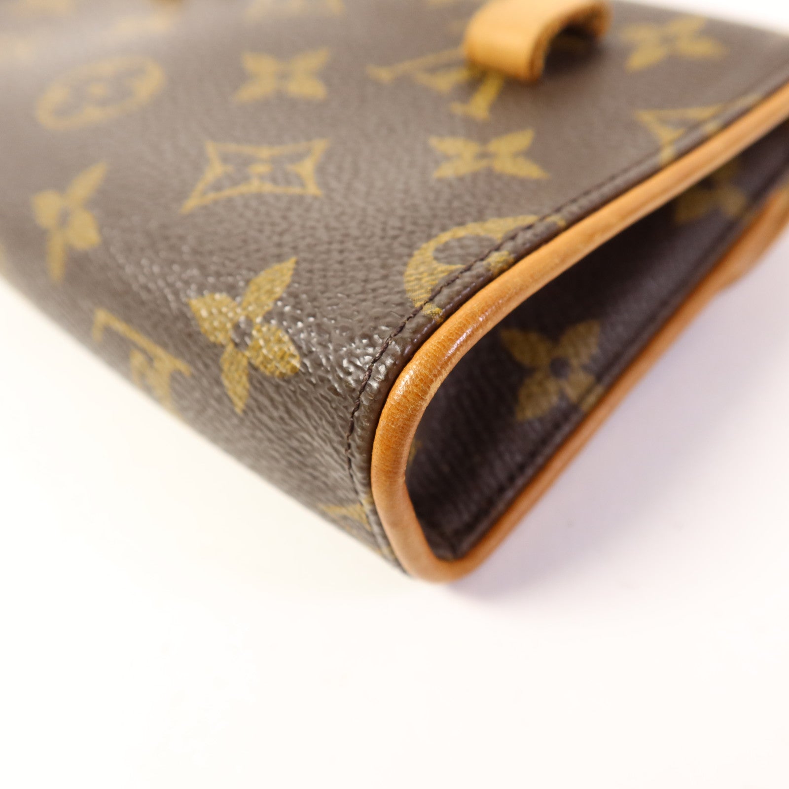 LOUIS VUITTON Monogram Pochette Florentine金扣腰包棕色