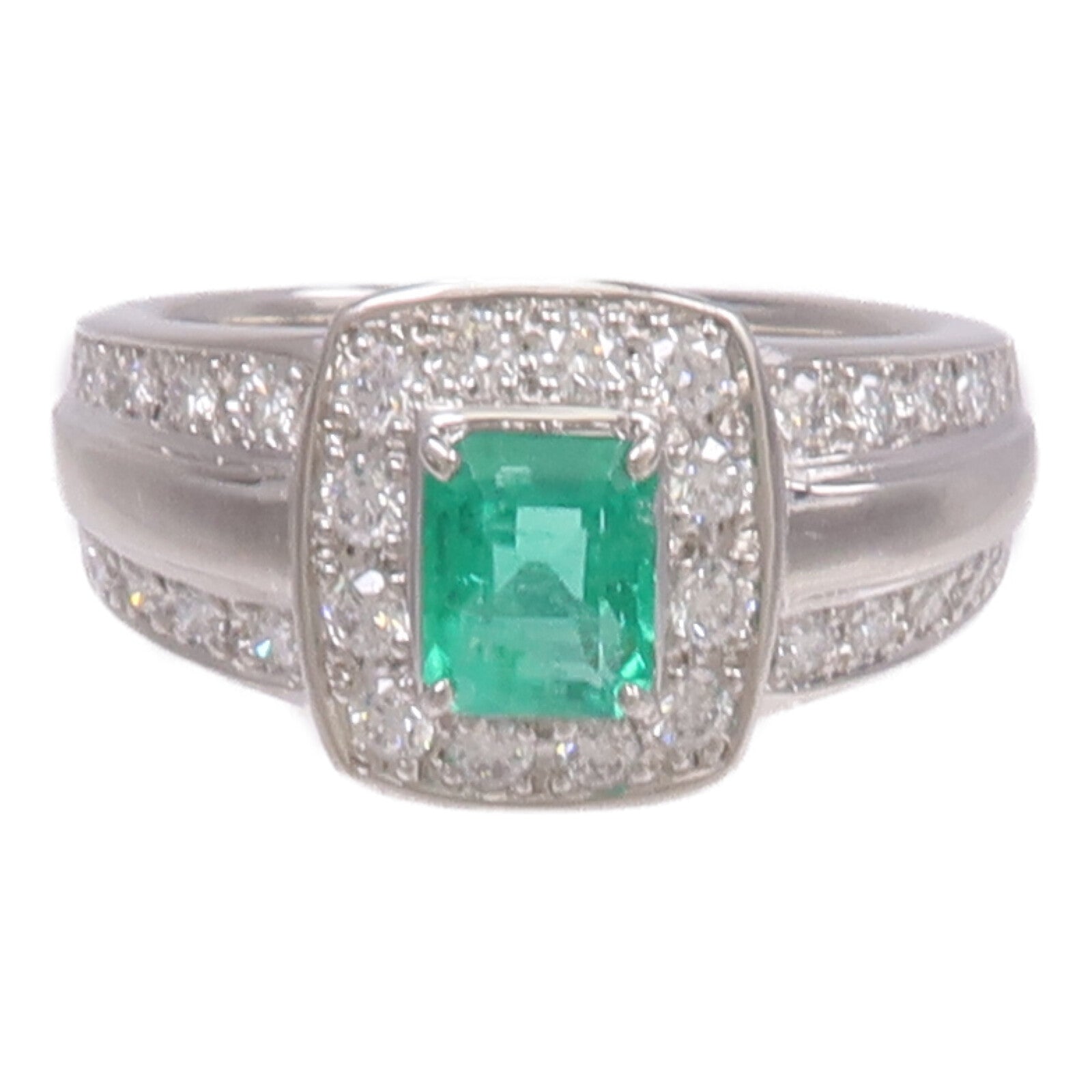JEWELRY PT900鉑金Ring綠寶石/鑽石戒指