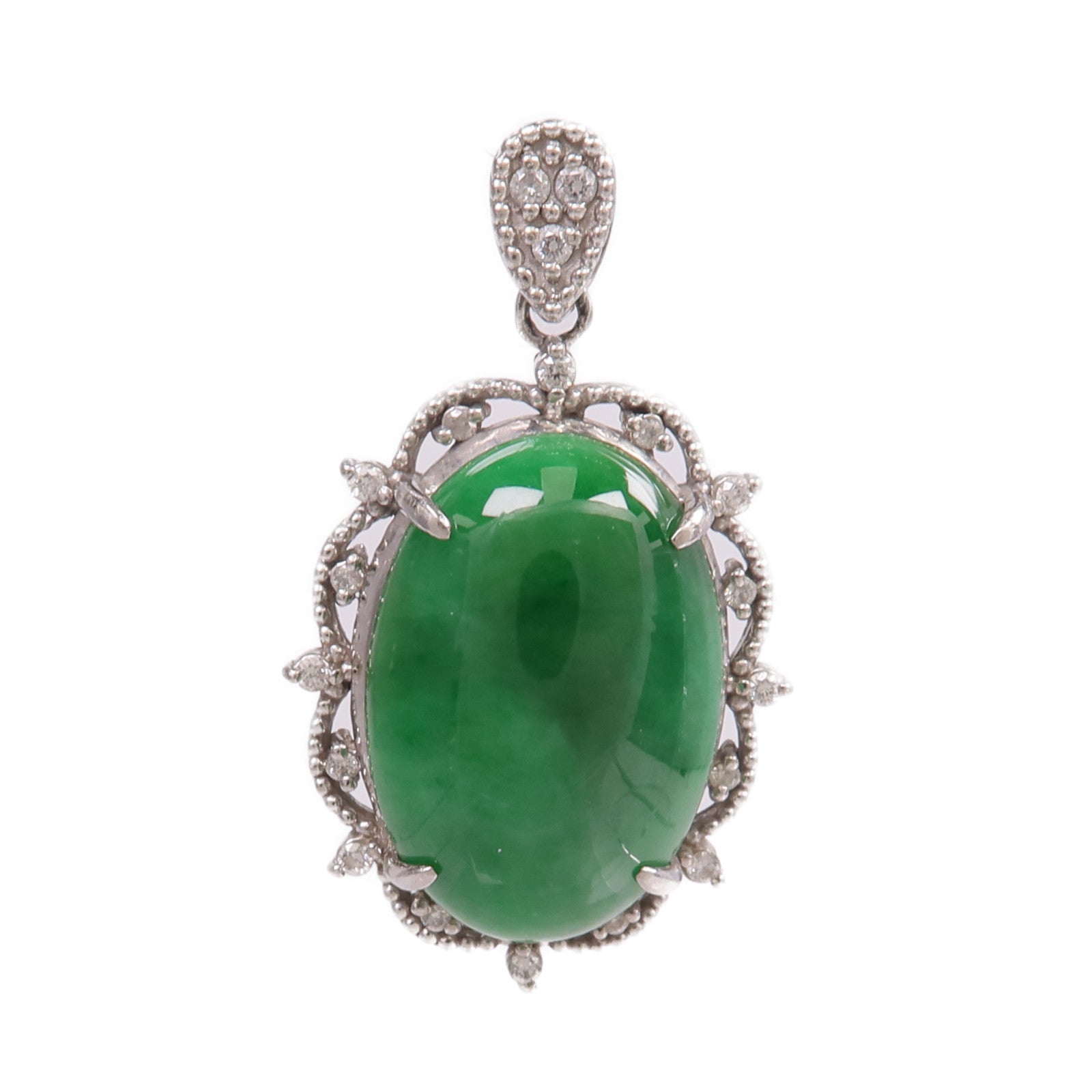 JEWELRY PT900鉑金Jade Diamond Pendant Top翡翠/鑽石吊墜