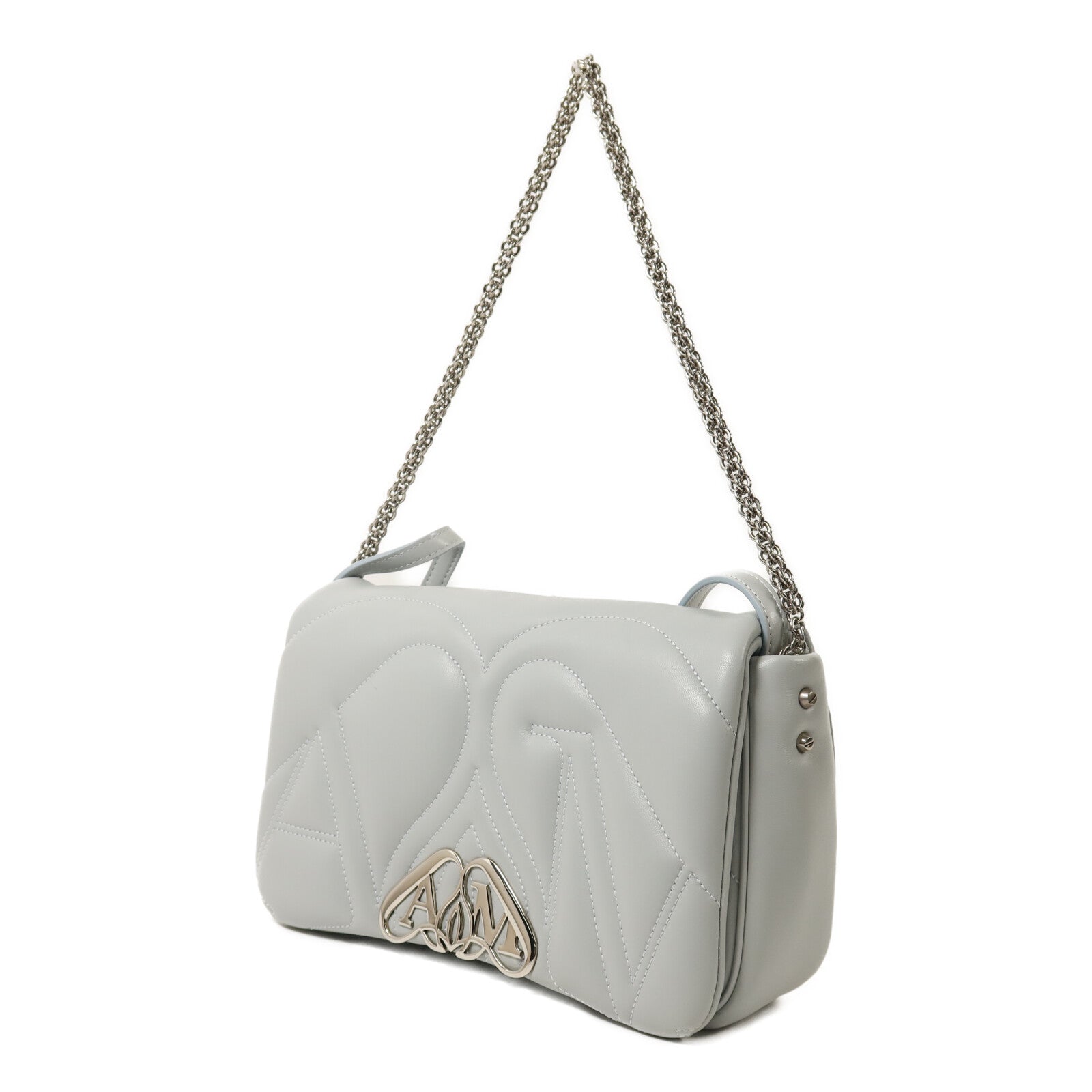 SELECTION 牛皮皮革Alexander Mcqueen The Seal銀扣鏈帶手挽肩背兩用袋