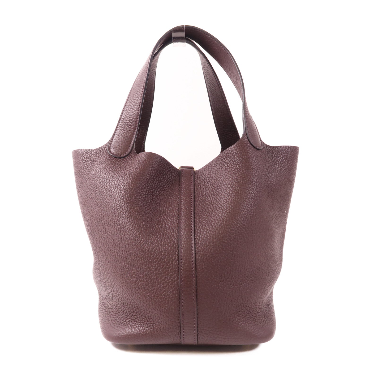 HERMES 【激減優惠】Clemence皮革Picotin MM金扣手挽袋Rouge Sellier