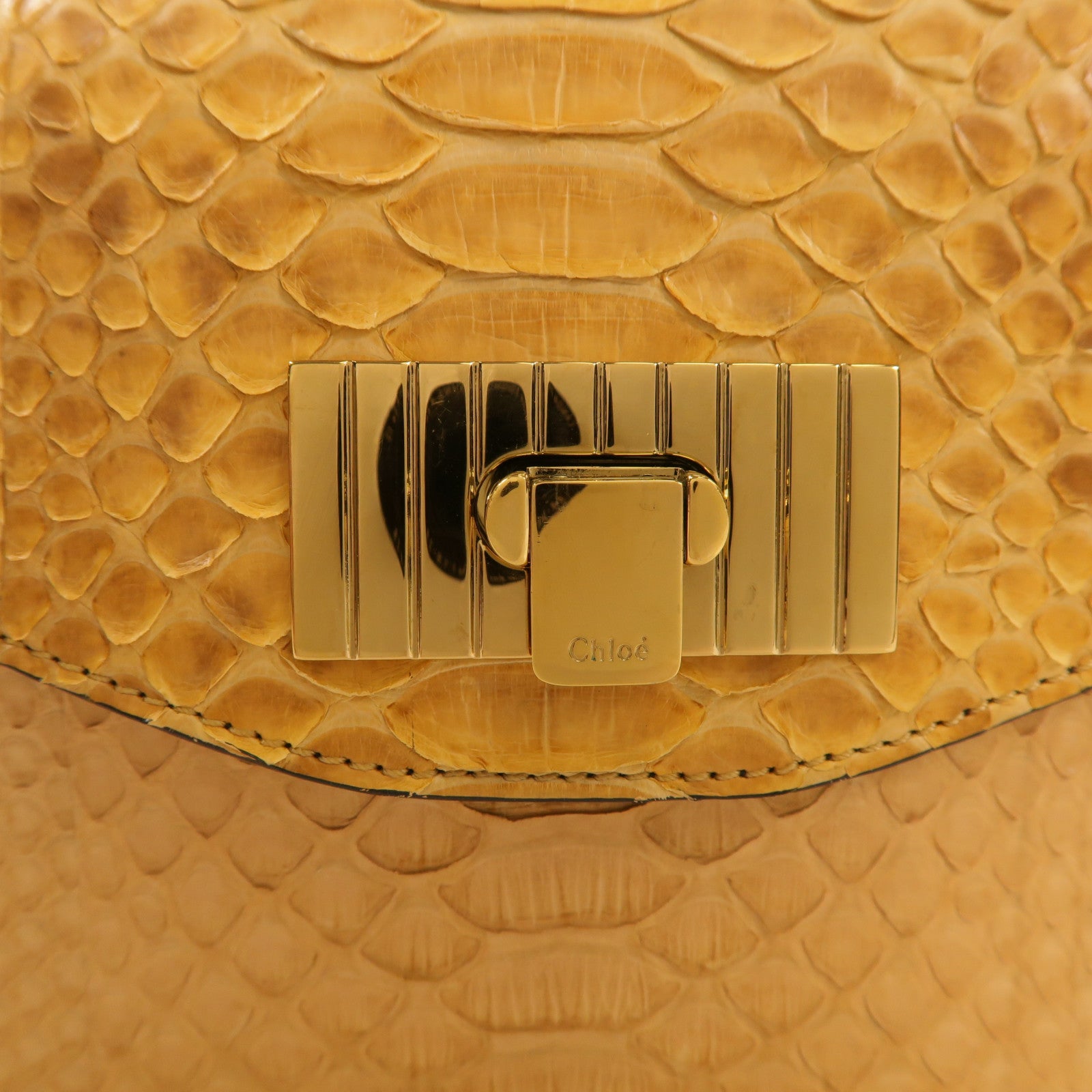 Chloe 蛇皮皮革Clutch Bag金扣手拿包