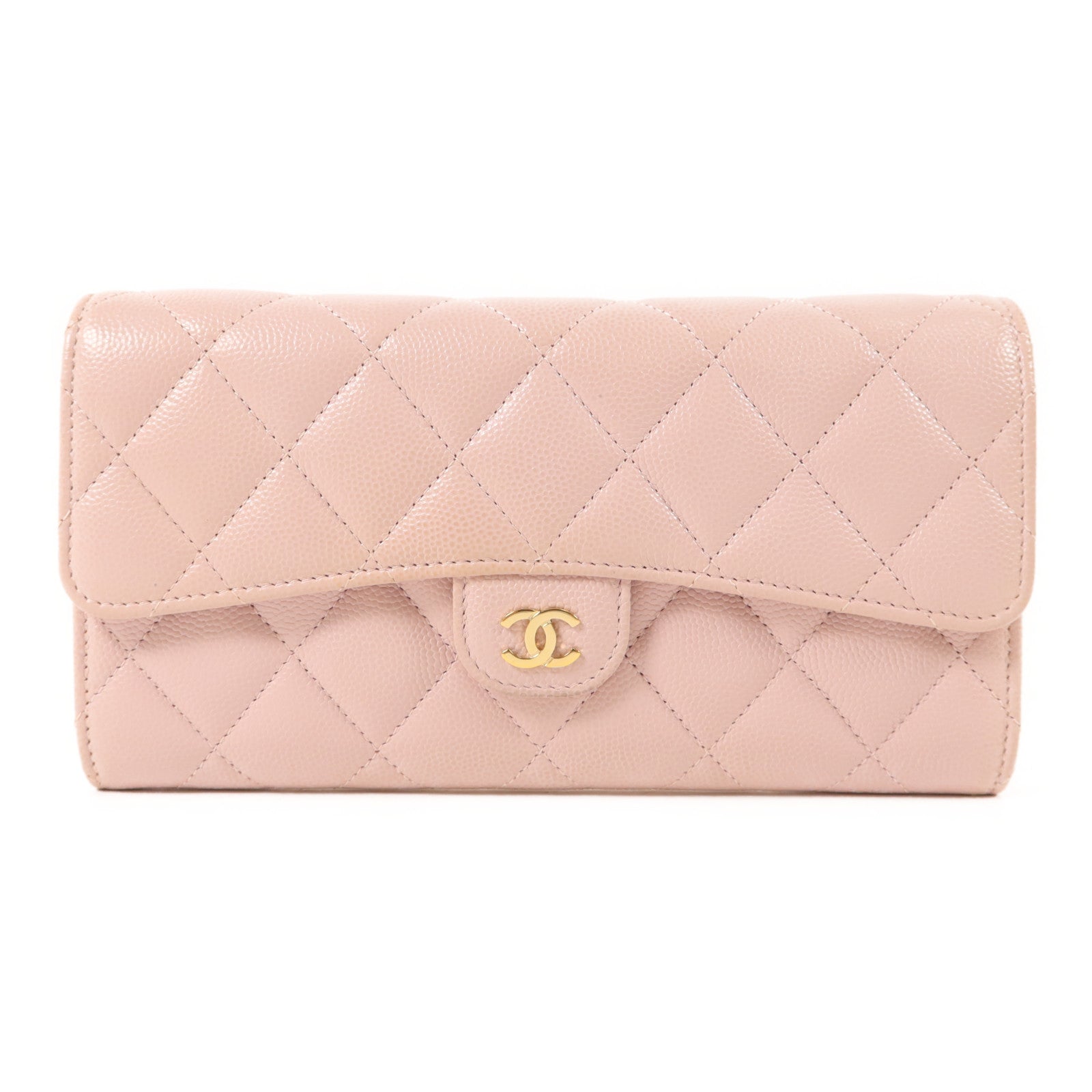 CHANEL 牛皮皮革Long Wallet金扣長錢包