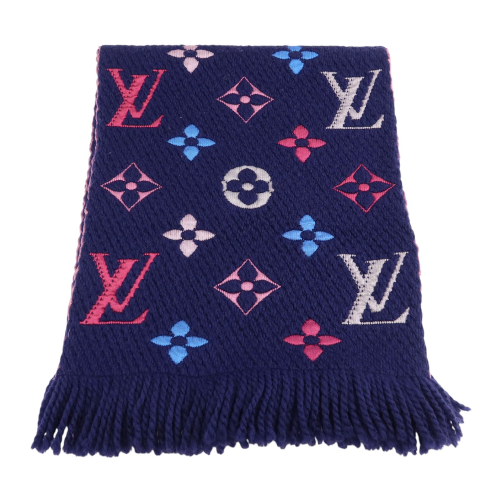 LOUIS VUITTON 羊毛/絲質Echarpe Logomania Rainbow Scarf圍巾