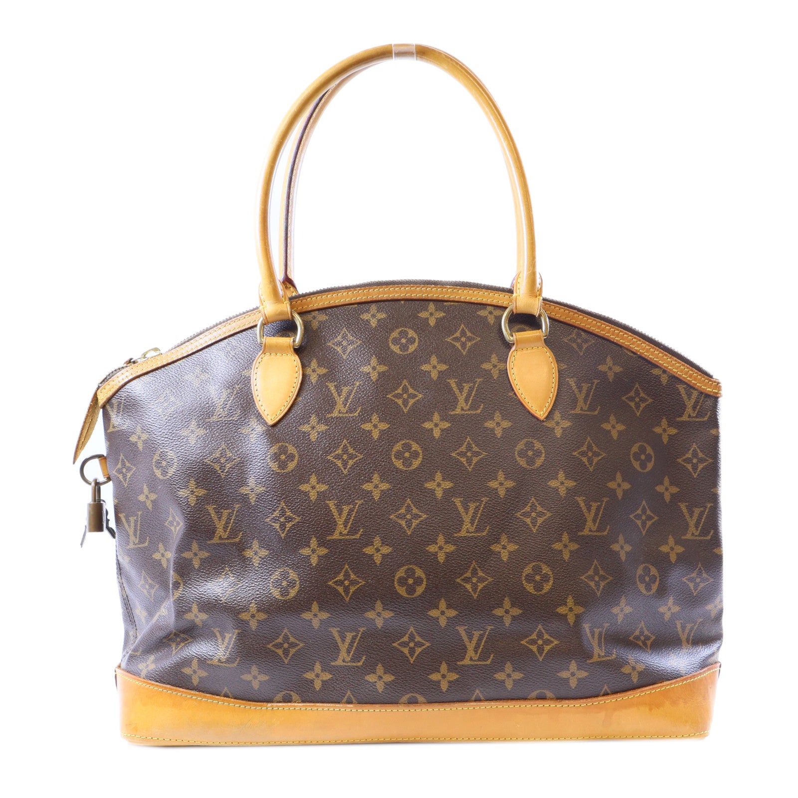 LOUIS VUITTON Monogram Lockit Horizontal金扣手挽袋棕色