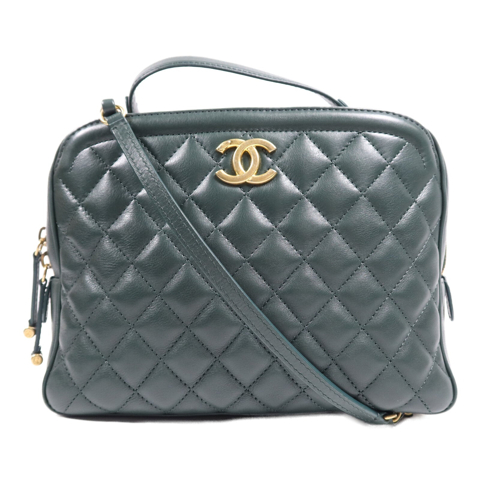 CHANEL 羊皮皮革2 Way Shoulder Bag金扣鏈帶肩背袋