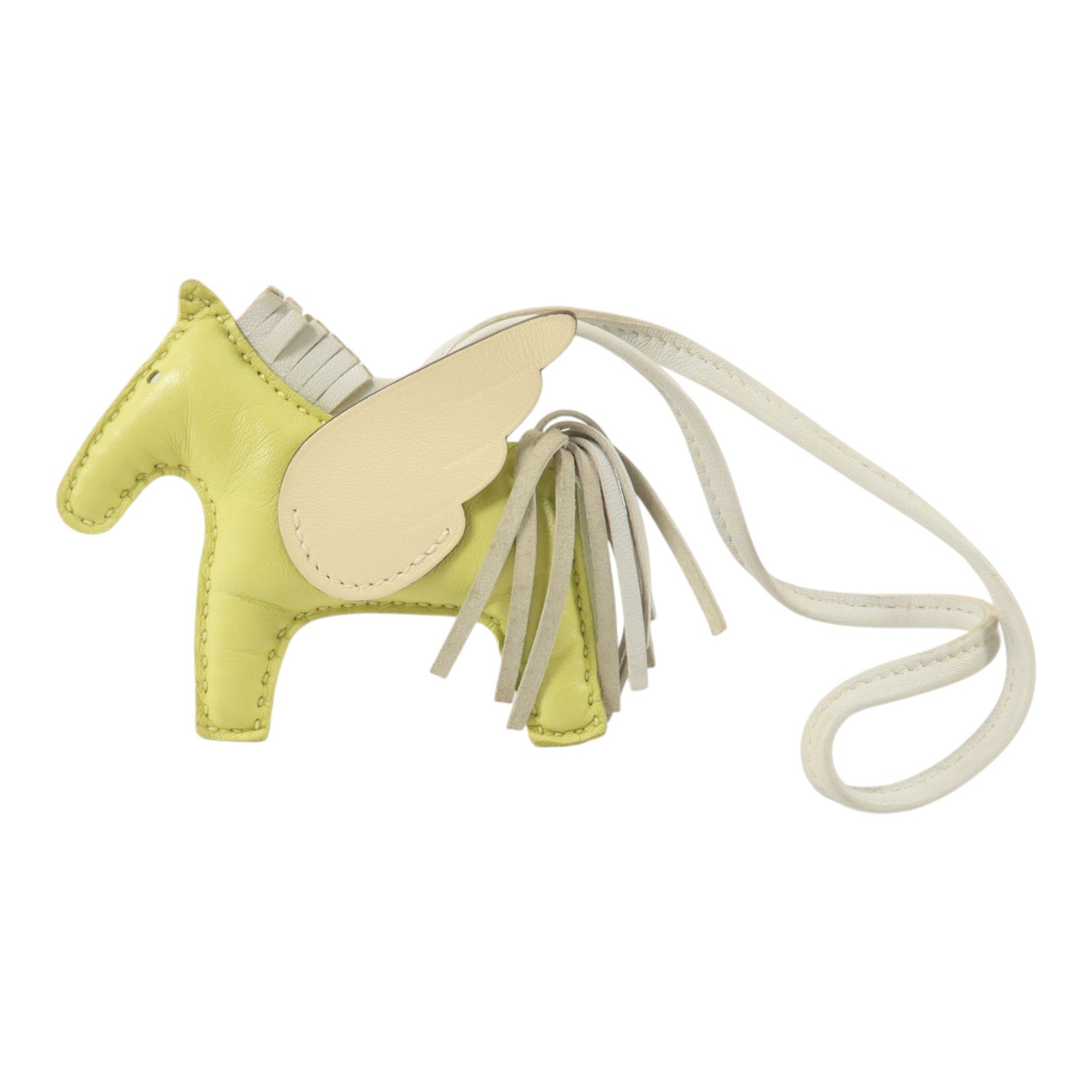 HERMES Milo皮革Redeo Pegase PM掛飾Jaune Bourgeon/Brume/Nata