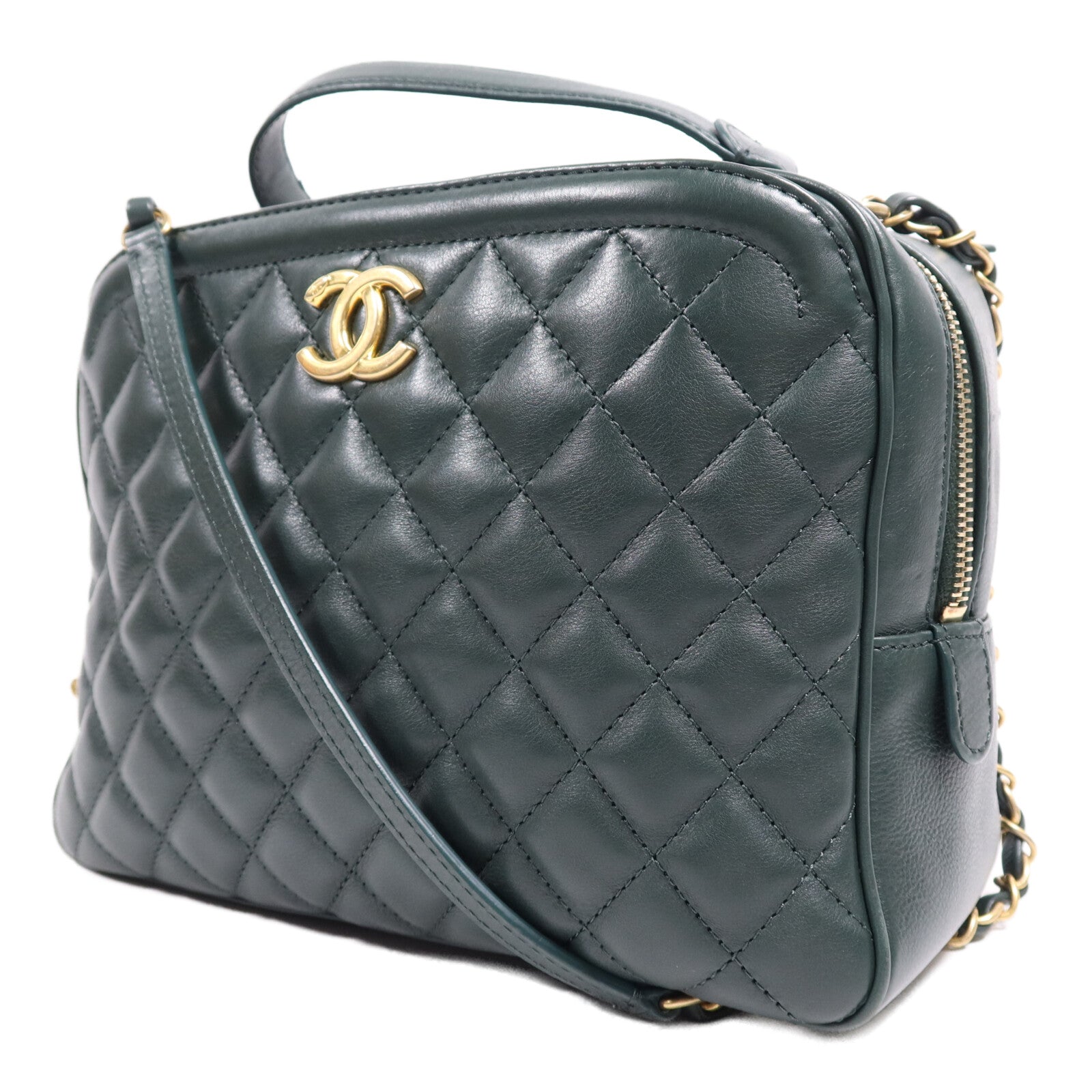 CHANEL 羊皮皮革2 Way Shoulder Bag金扣鏈帶肩背袋