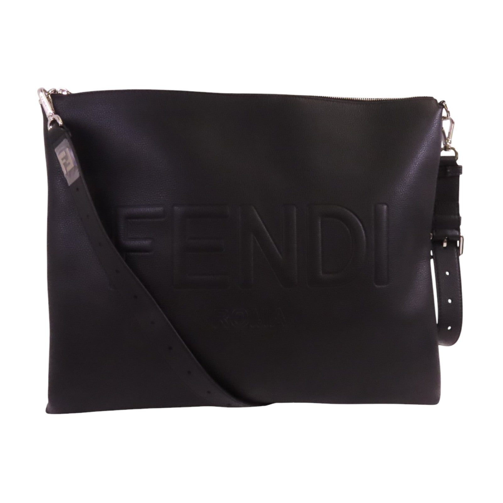 FENDI 牛皮皮革After Roma Pouch Shoulder銀扣肩背袋
