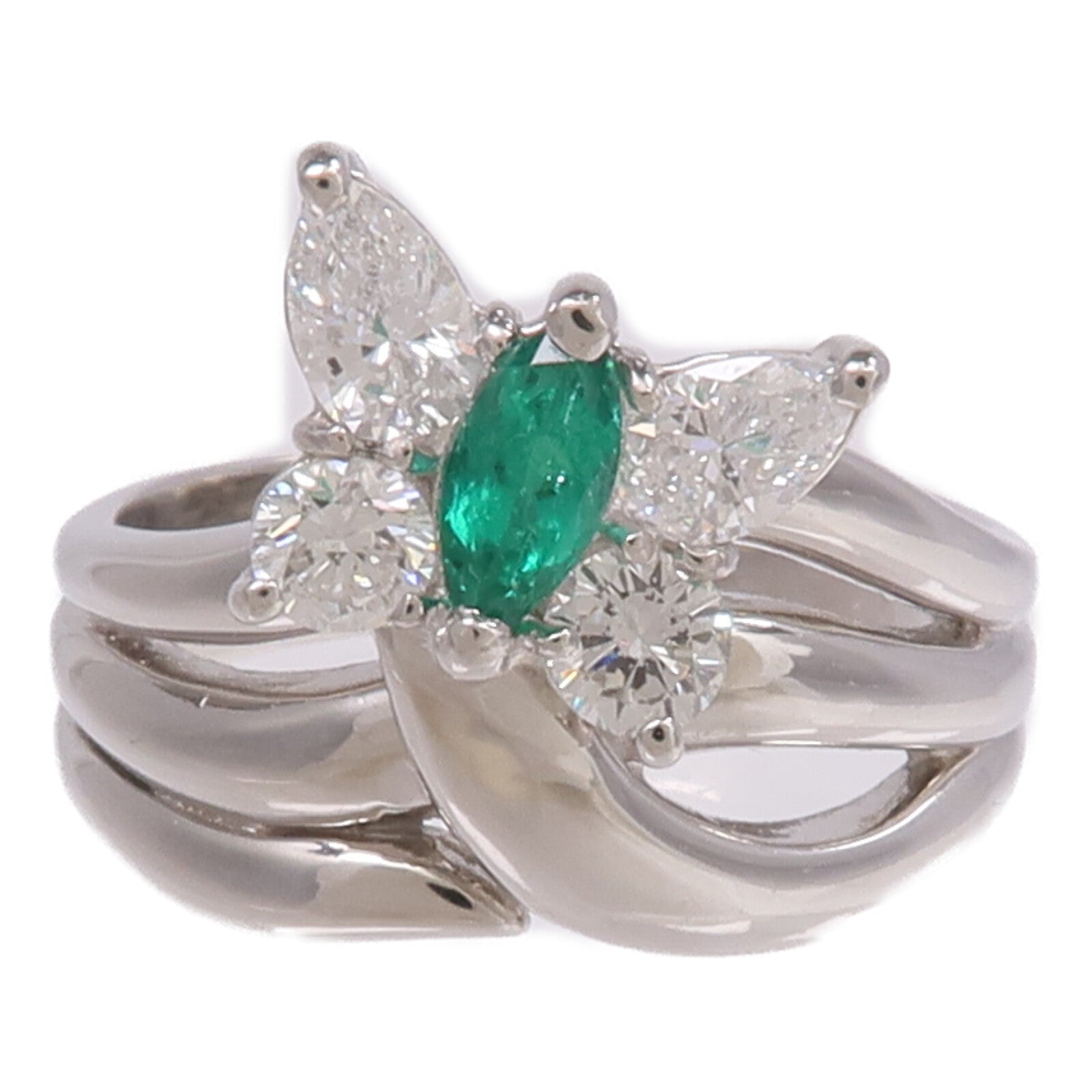 JEWELRY PT900鉑金Emerald Diamond Ring綠寶石/鑽石戒指