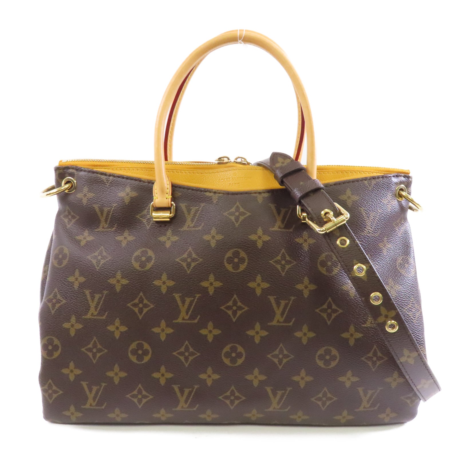 LOUIS VUITTON (PRICE DOWN) LV GHW Pallas MM 2 Way Shoulder Bag M40906 Monogram Brown