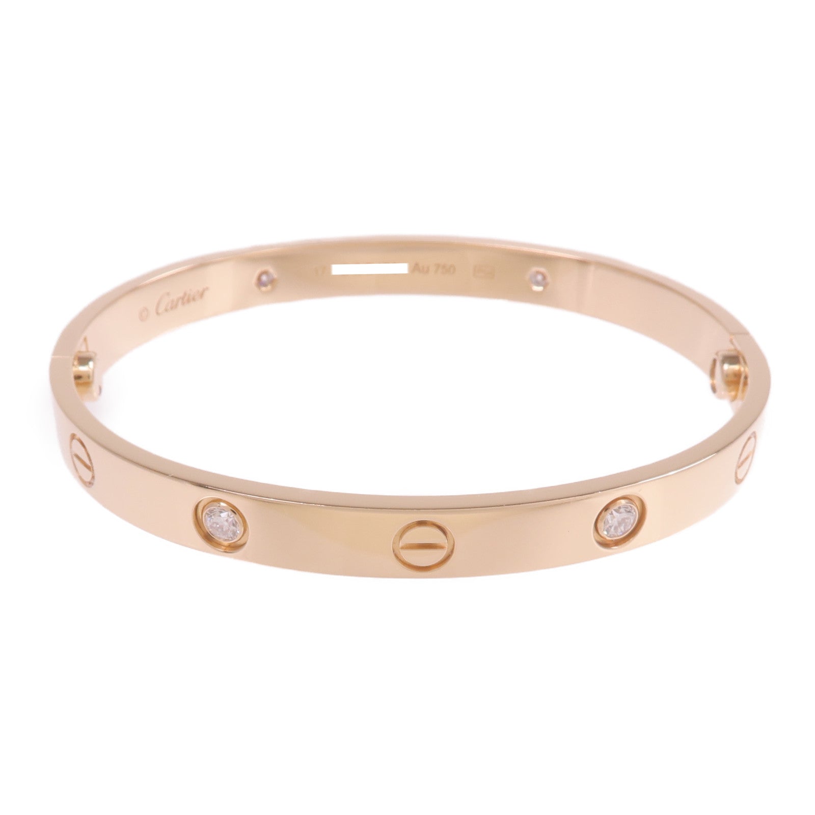 CARTIER 18K玫瑰金Love Bangle 4P Diamond鑽石手鐲Cartier#17