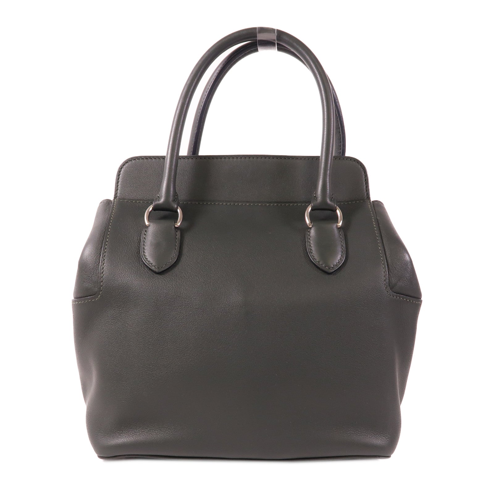 HERMES Evercolor皮革Toolbox 20銀扣手挽肩背兩用袋Vert Fonce