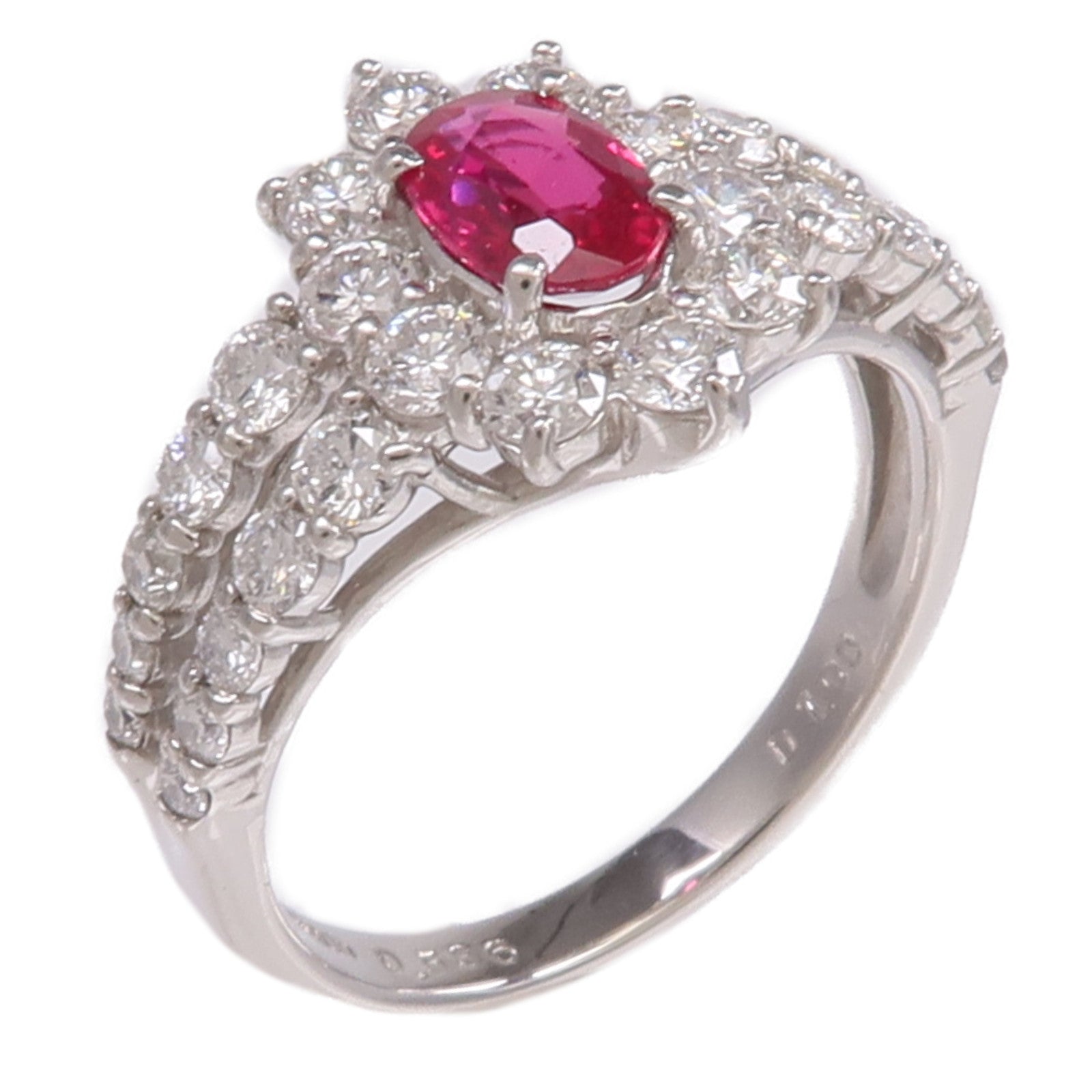 JEWELRY PT900鉑金Ruby Diamond Ring紅寶石/鑽石戒指