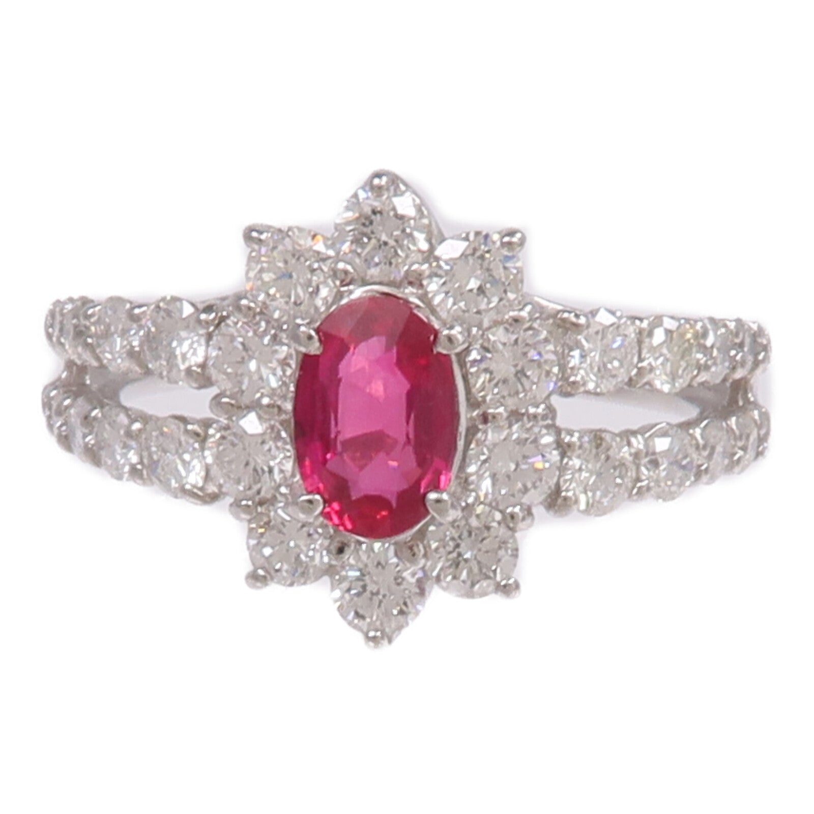 JEWELRY PT900鉑金Ruby Diamond Ring紅寶石/鑽石戒指