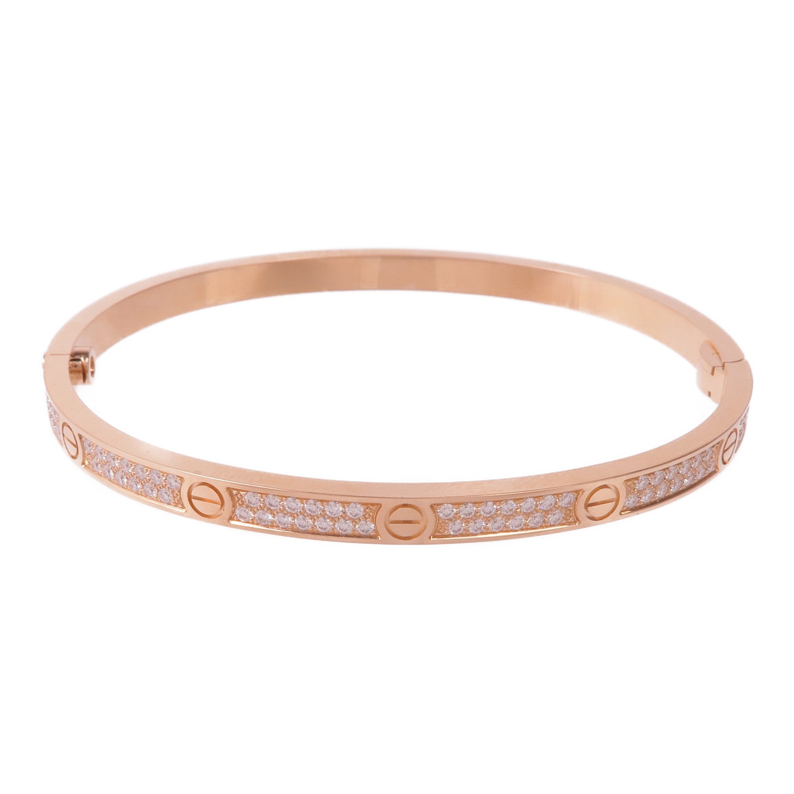 CARTIER 18K玫瑰金Love Bracelet Small Model Paved鑽石手鐲Cartier#16