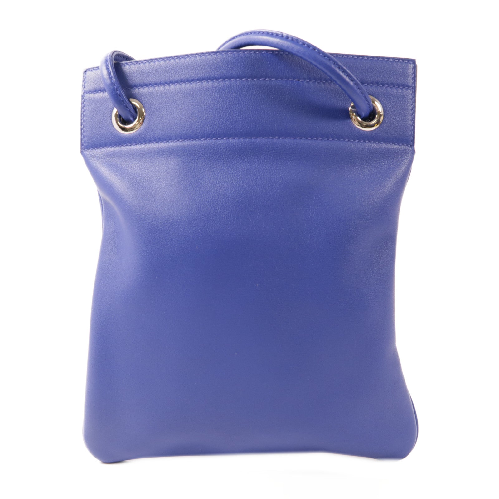 HERMES Swift皮革Aline銀扣肩背袋Bleu Electrique藍色