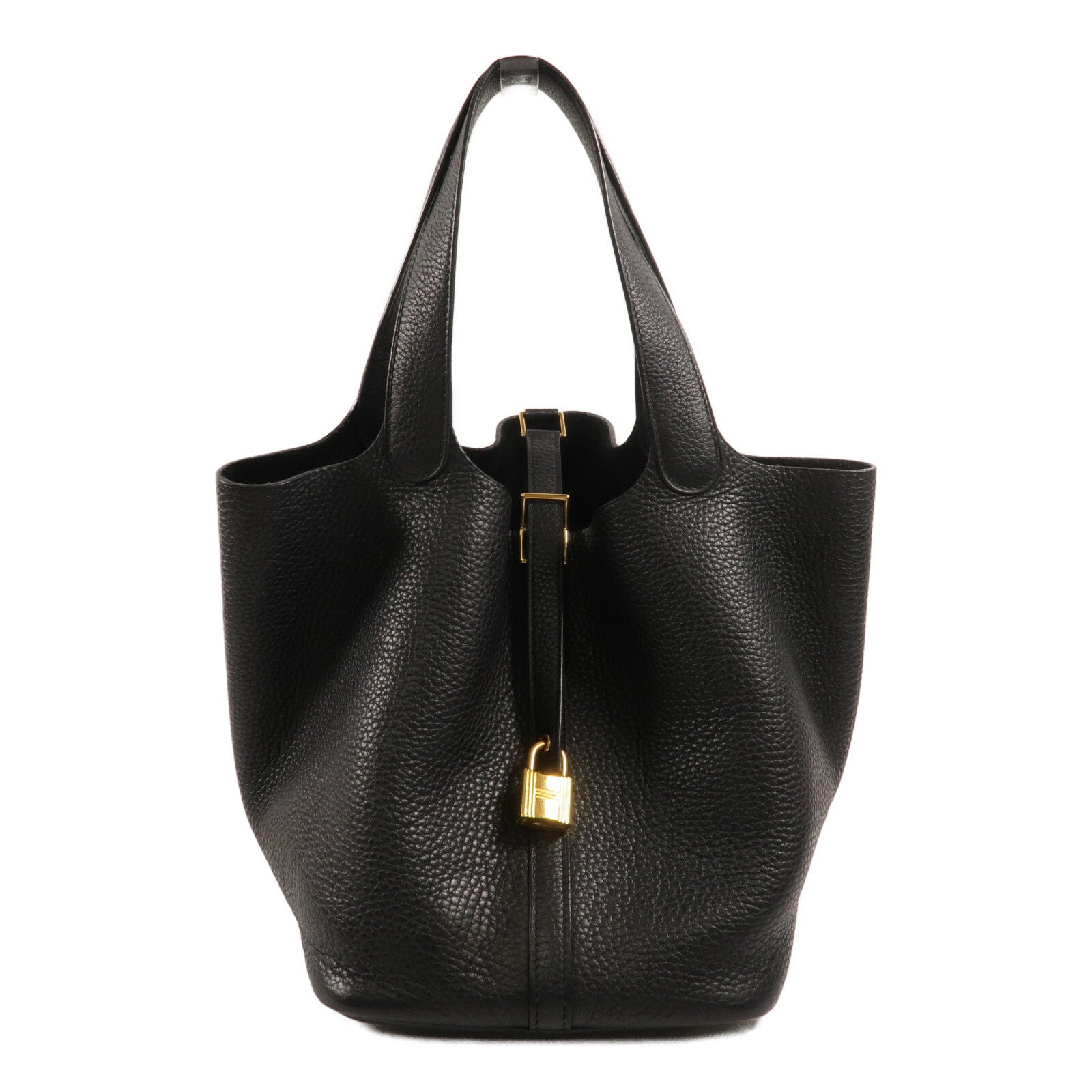 HERMES Clemence皮革Picotin MM手挽袋Noir