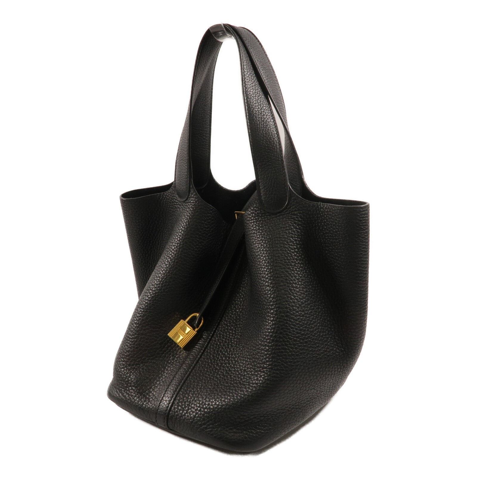 HERMES Clemence皮革Picotin MM手挽袋Noir
