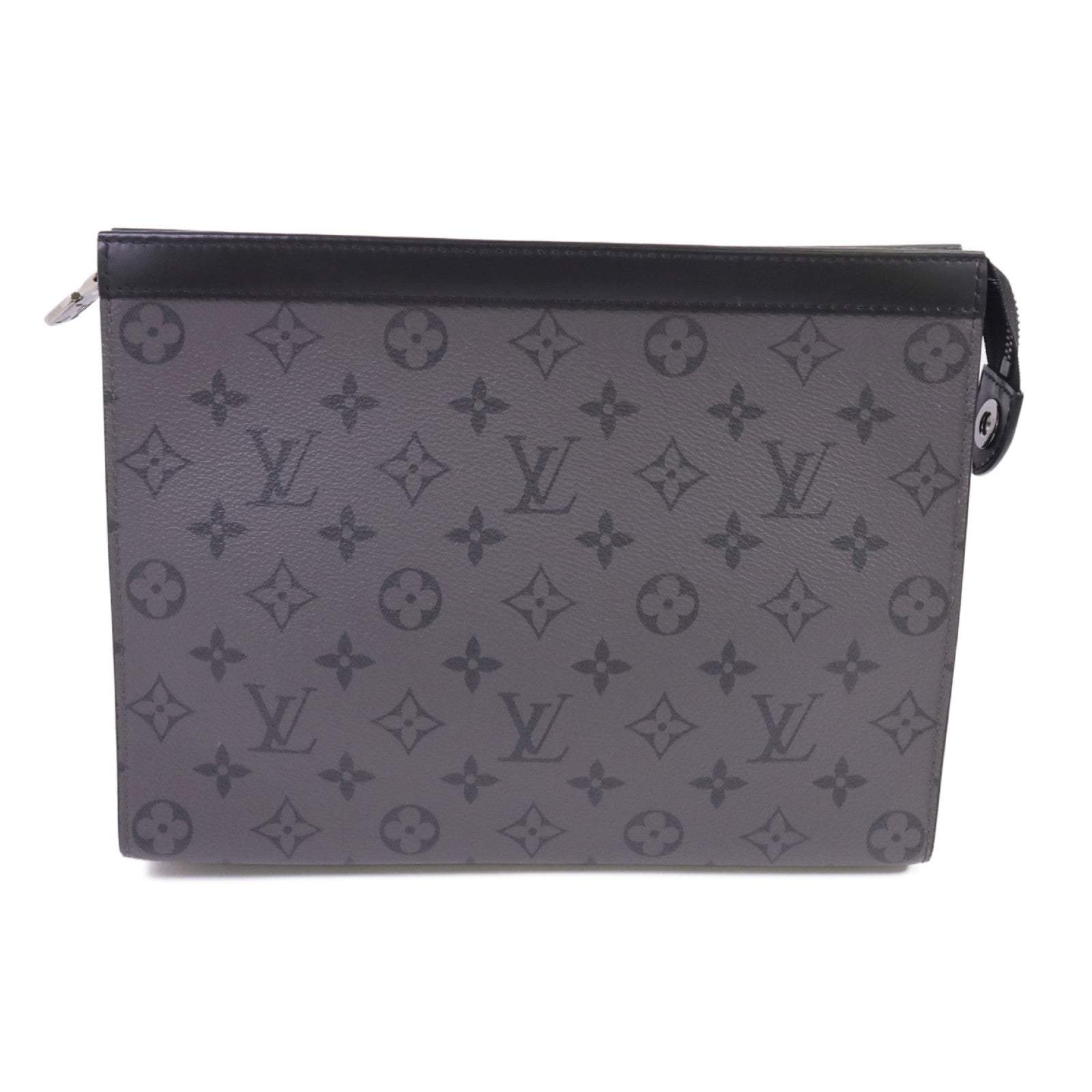LOUIS VUITTON Monogram Eclipse Pochette Voyage MM銀扣手拿包