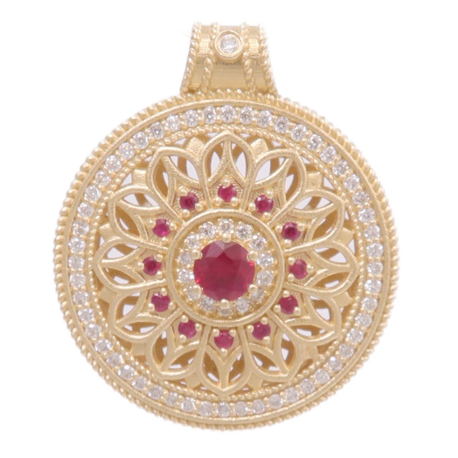 JEWELRY 18K黃金Ruby Pendant Top紅寶石/鑽石吊墜