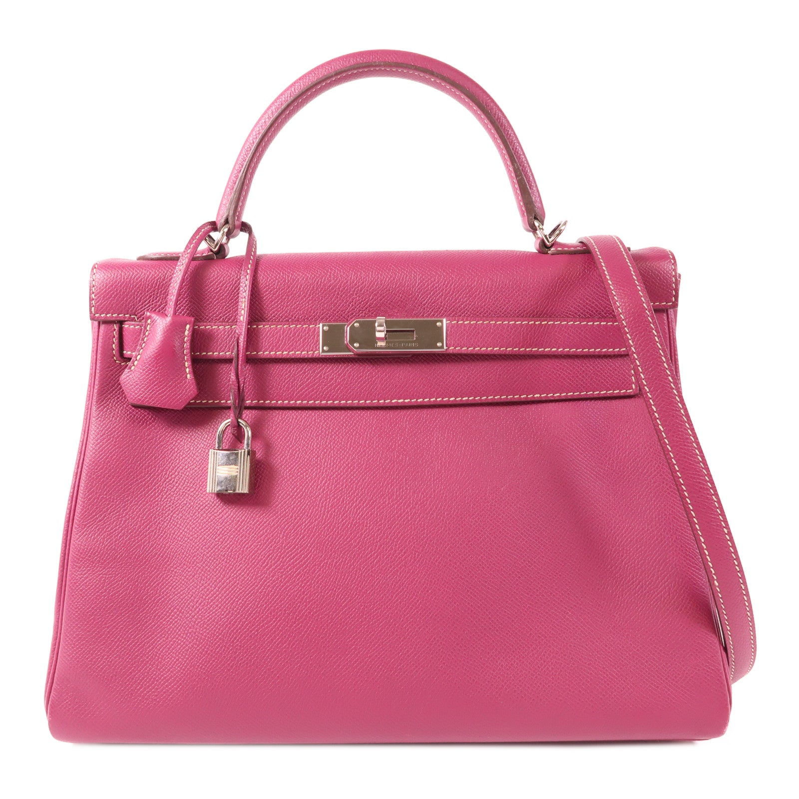HERMES Epsom皮革Kelly 32銀扣手挽肩背兩用袋Tosca