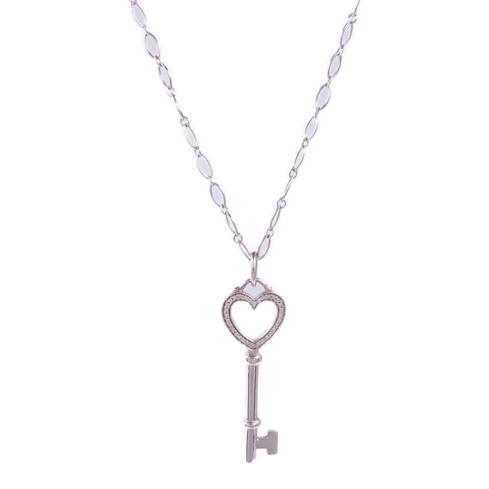 TIFFANY&CO 18K白金Heart Key Necklace項鍊