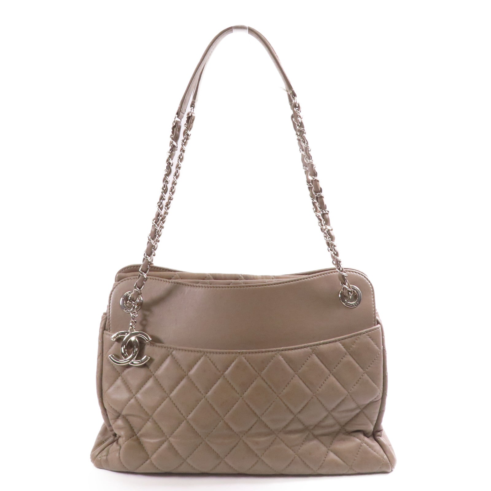 CHANEL 【激減優惠】牛皮皮革Chain Shoulder銀扣鏈帶肩背袋