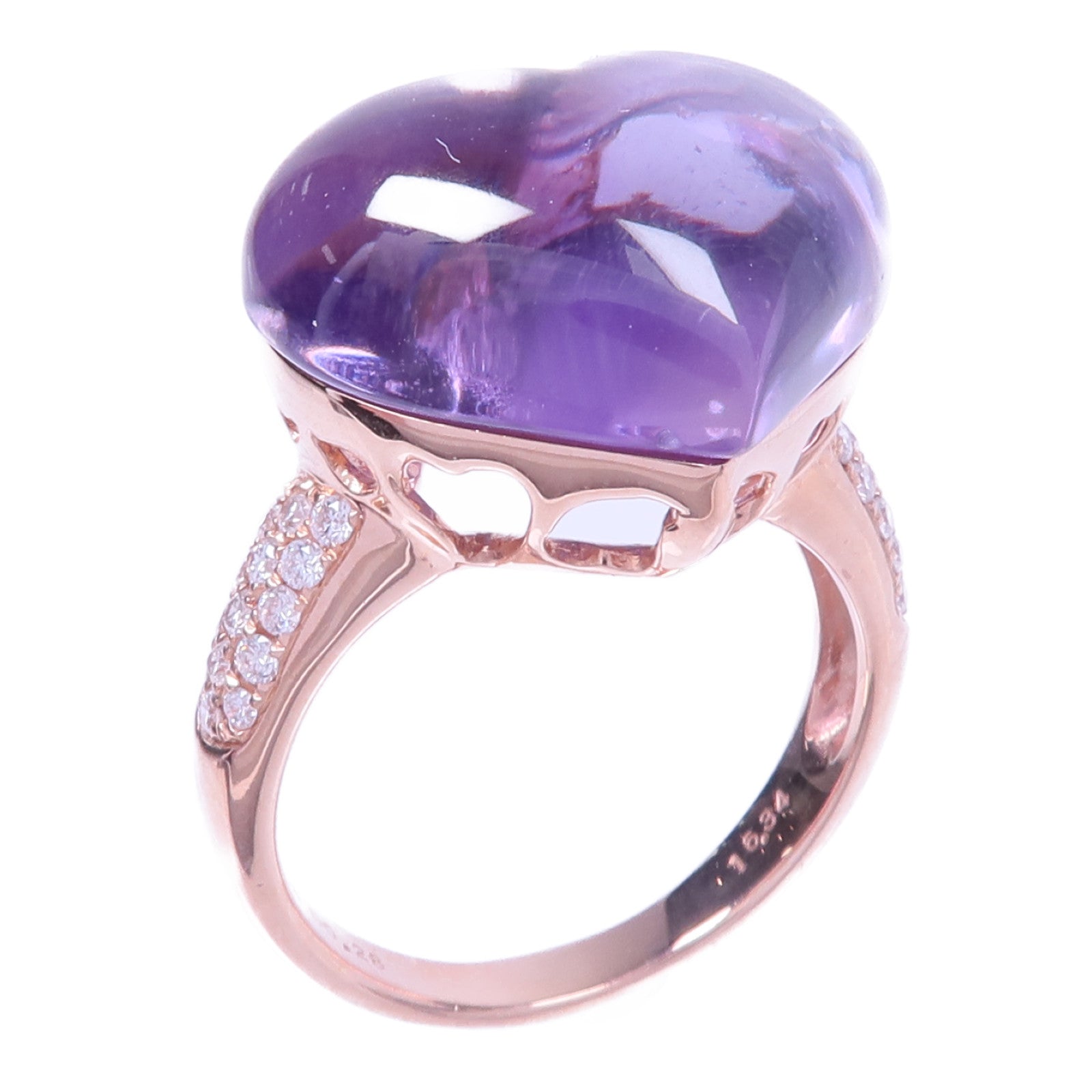 JEWELRY 18K黃金Amethyst Diamond Ring紫晶/鑽石戒指US#7.5