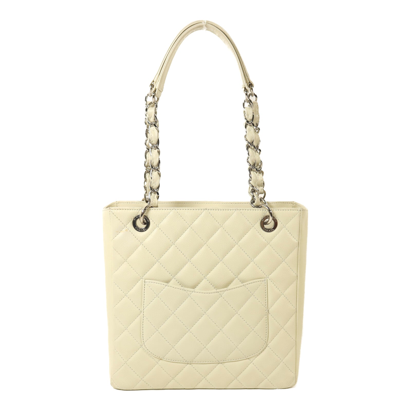 CHANEL 牛皮皮革PST Petite Shopping Tote Bag銀扣鏈帶手挽袋