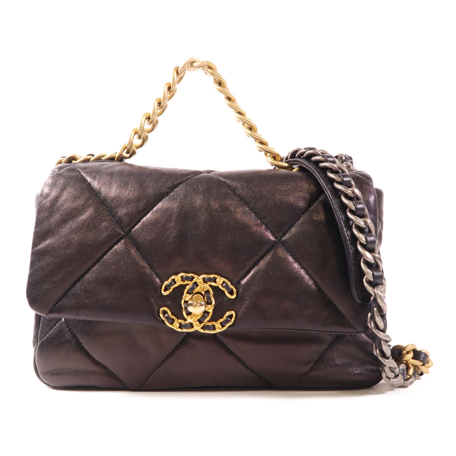 CHANEL 羊皮皮革C19 Small金扣手挽鏈帶肩背兩用袋