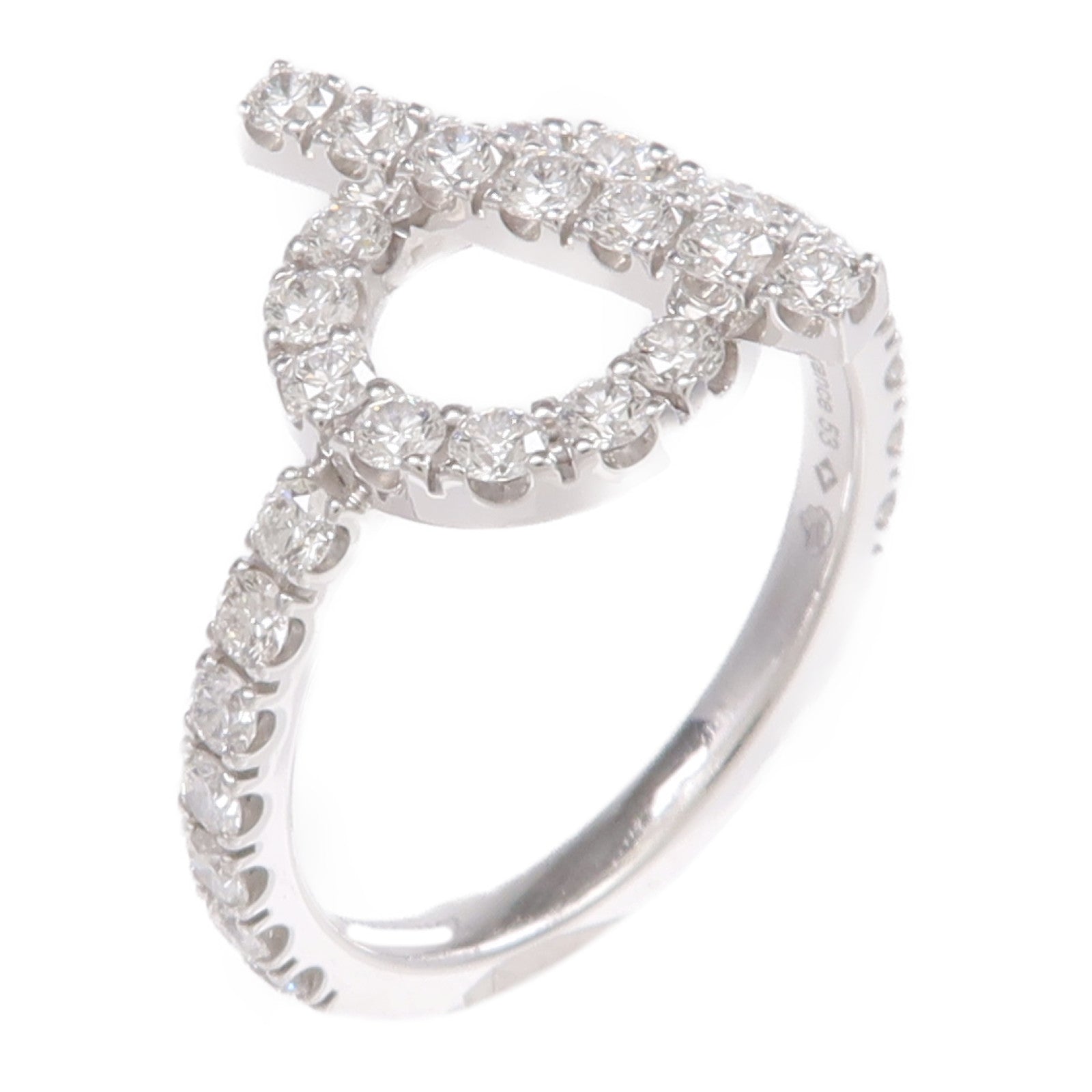 HERMES 18K白金Finesse Ring鑽石戒指Hermes#53/US#6.5