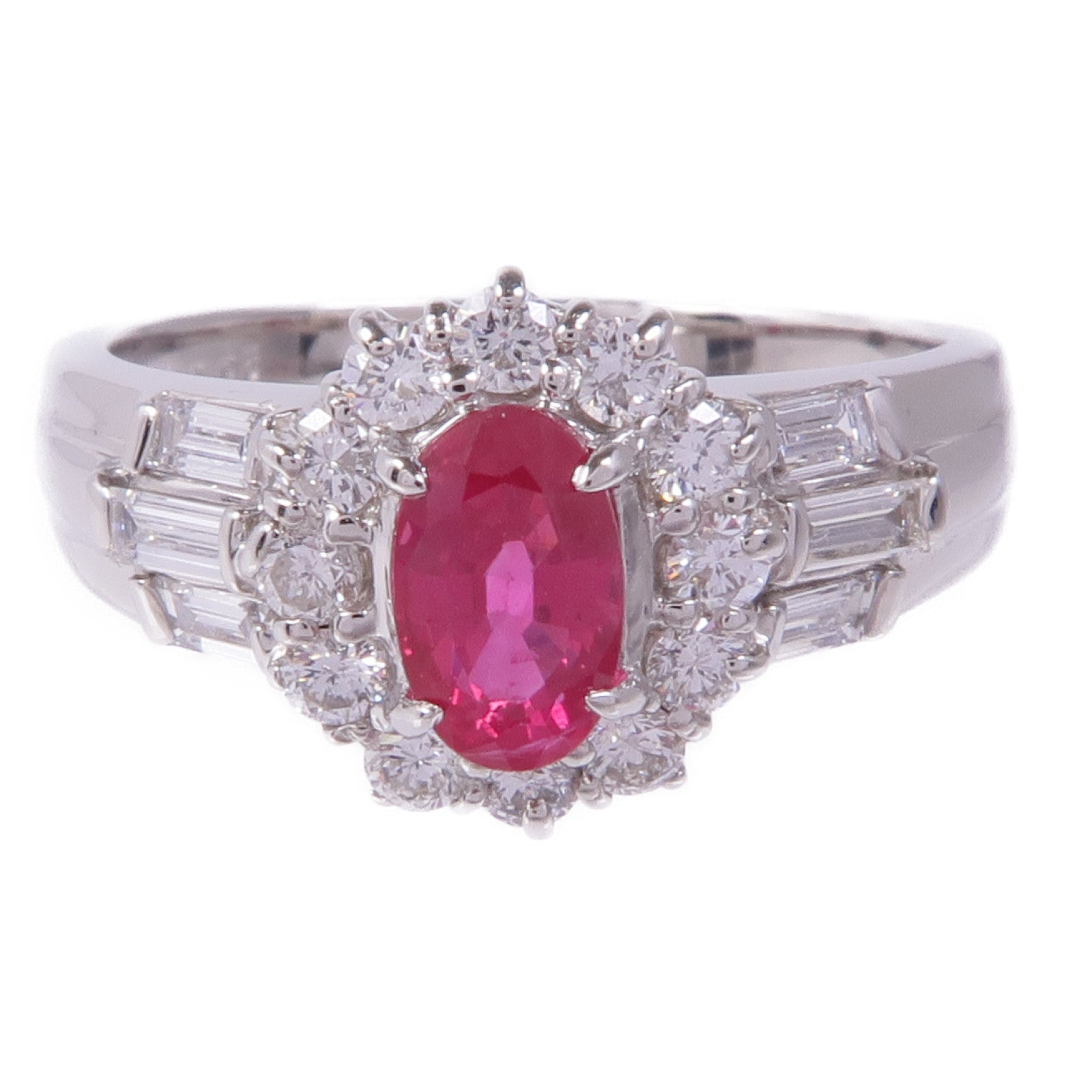 JEWELRY PT900鉑金Ruby Diamond Ring紅寶石/鑽石戒指US#7.25