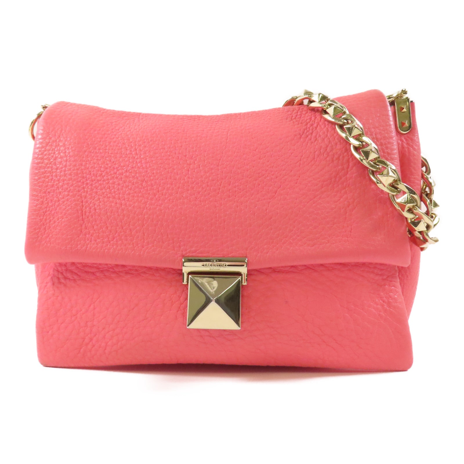 Valentino 【激減優惠】牛皮皮革Chain Shoulder Bag金扣鏈帶肩背袋