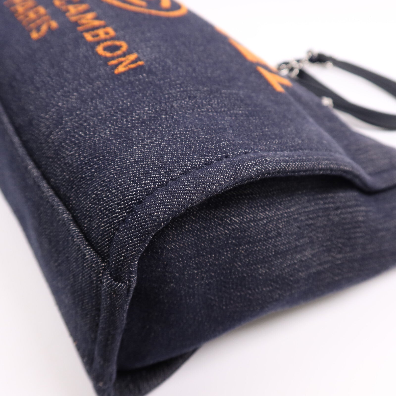 CHANEL 帆布Deauville Tote銀扣肩背袋